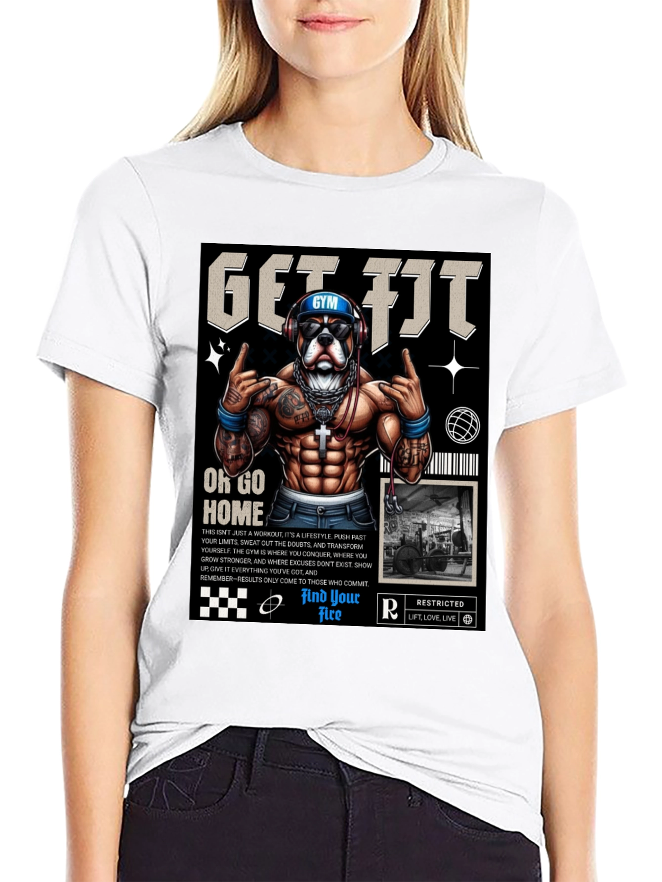 Get Fit Graphic Tee - Dog Gym Motivation