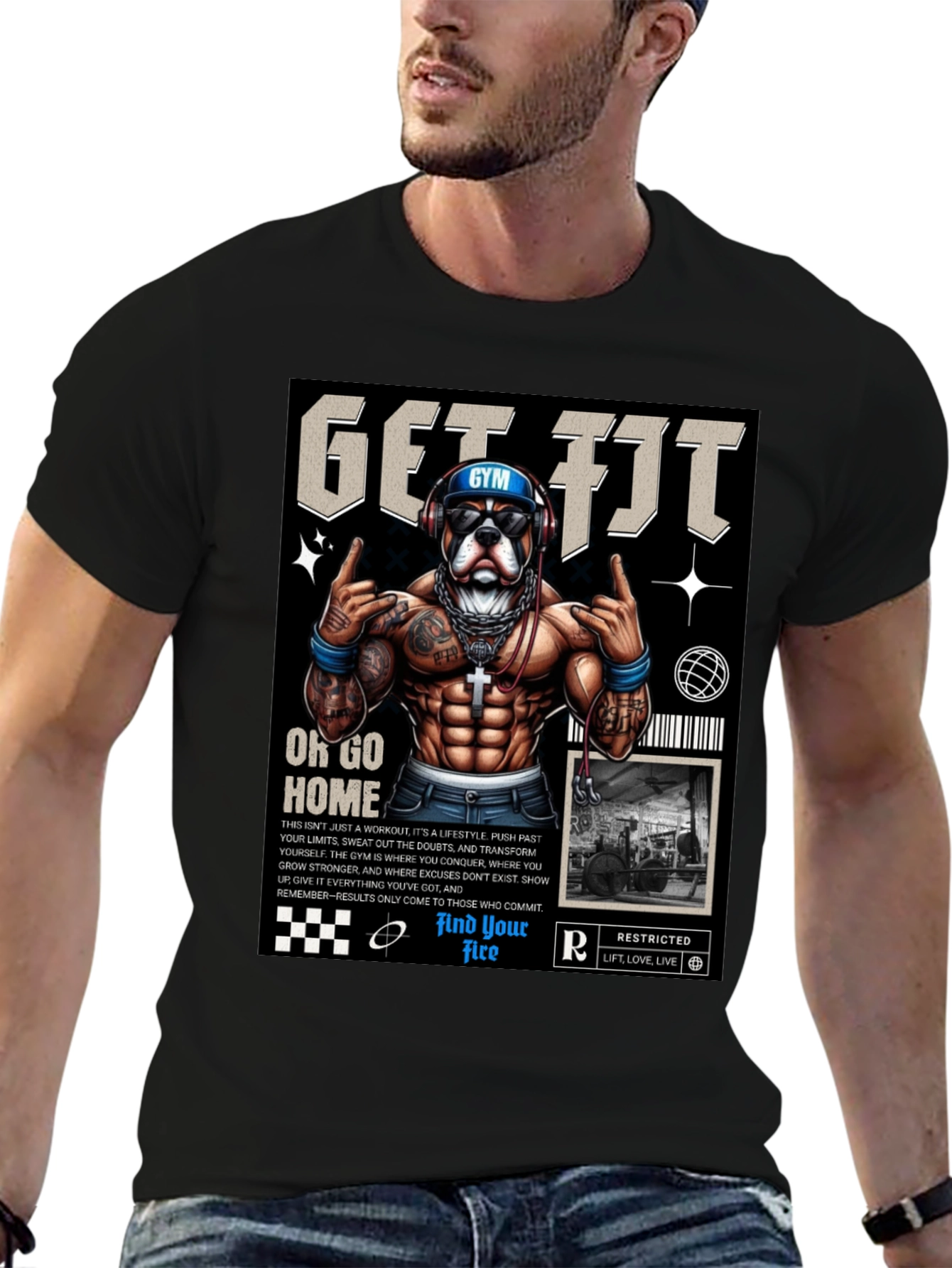 Get Fit Graphic Tee - Dog Gym Motivation