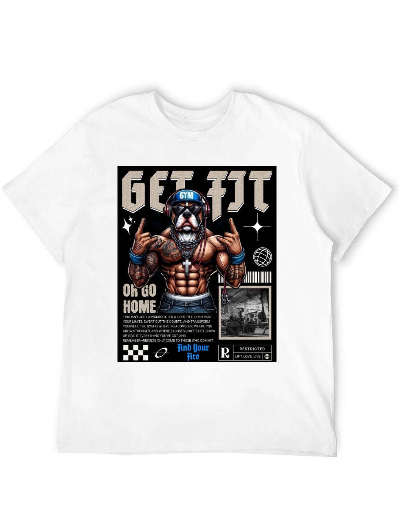 Get Fit Graphic Tee - Dog Gym Motivation