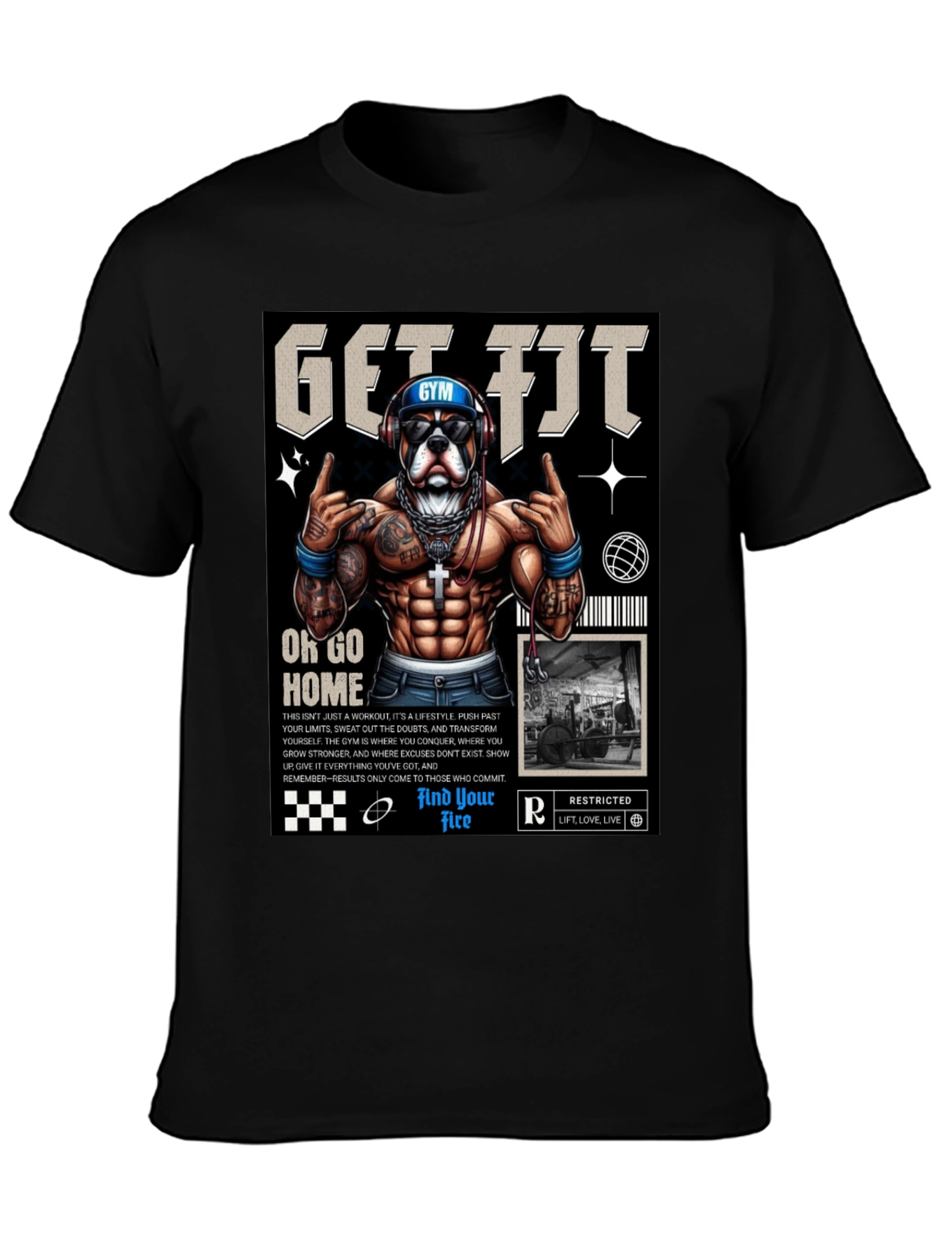 Get Fit Graphic Tee - Dog Gym Motivation
