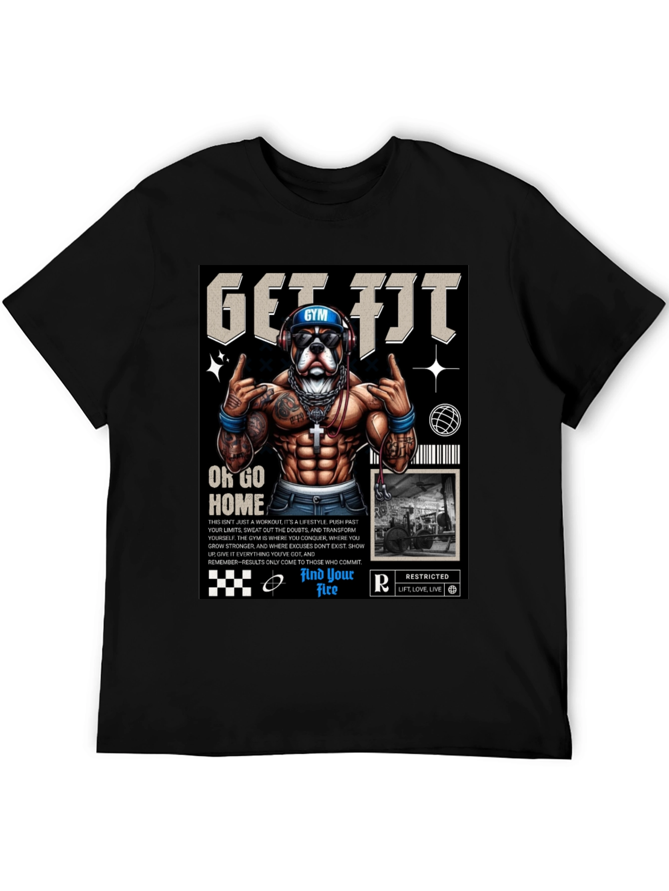 Get Fit Graphic Tee - Dog Gym Motivation