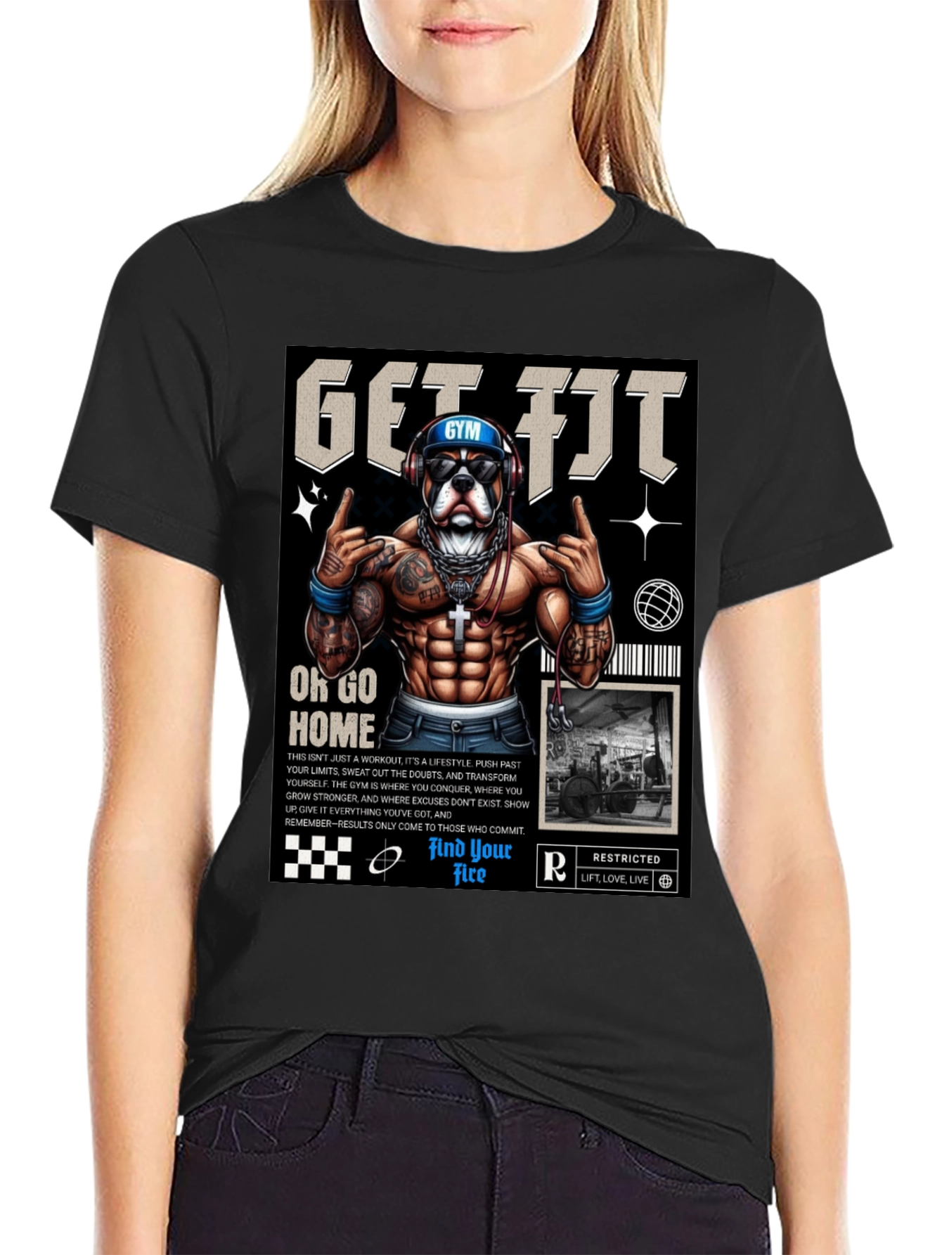 Get Fit Graphic Tee - Dog Gym Motivation