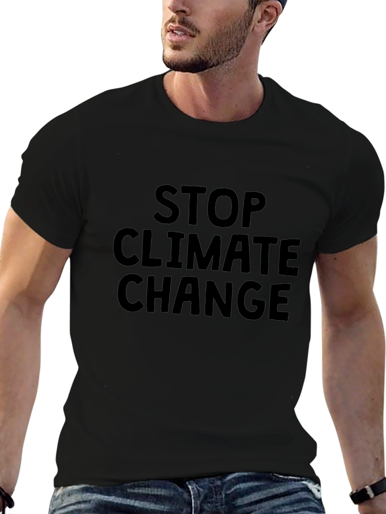 Stop Climate Change Black T-Shirt