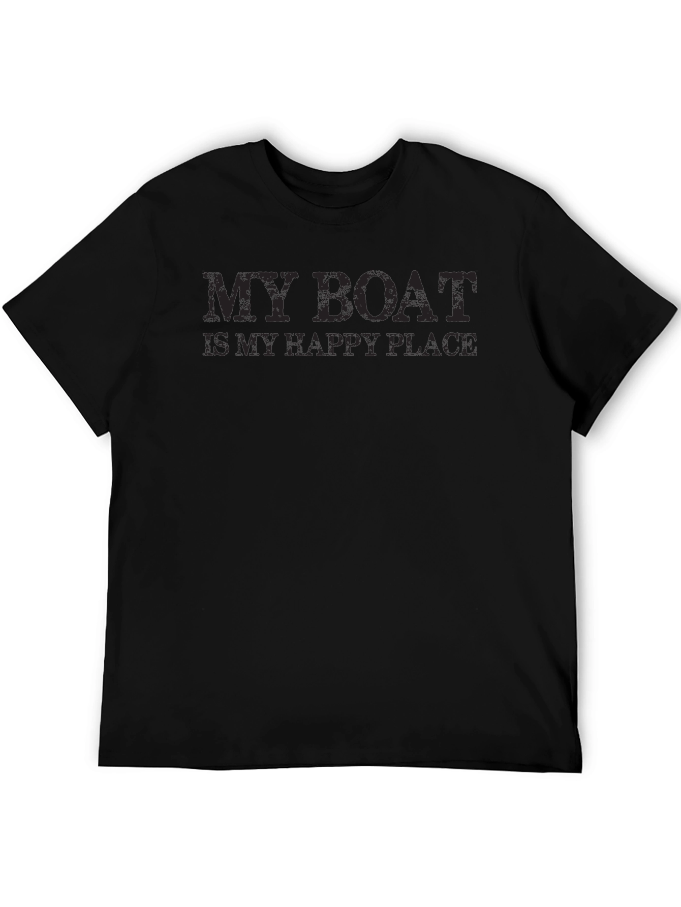 My Boat Is My Happy Place Black Graphic T-Shirt