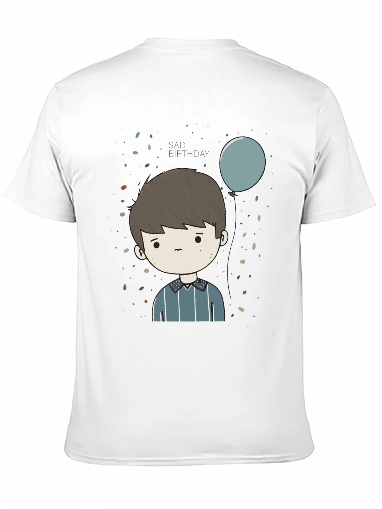 Cartoon Boy Print Black T-Shirt