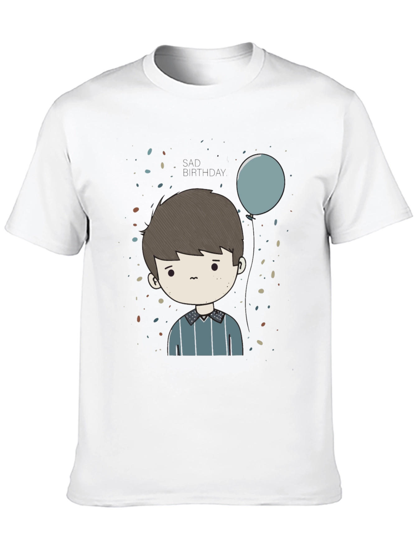 Cartoon Boy Print Black T-Shirt