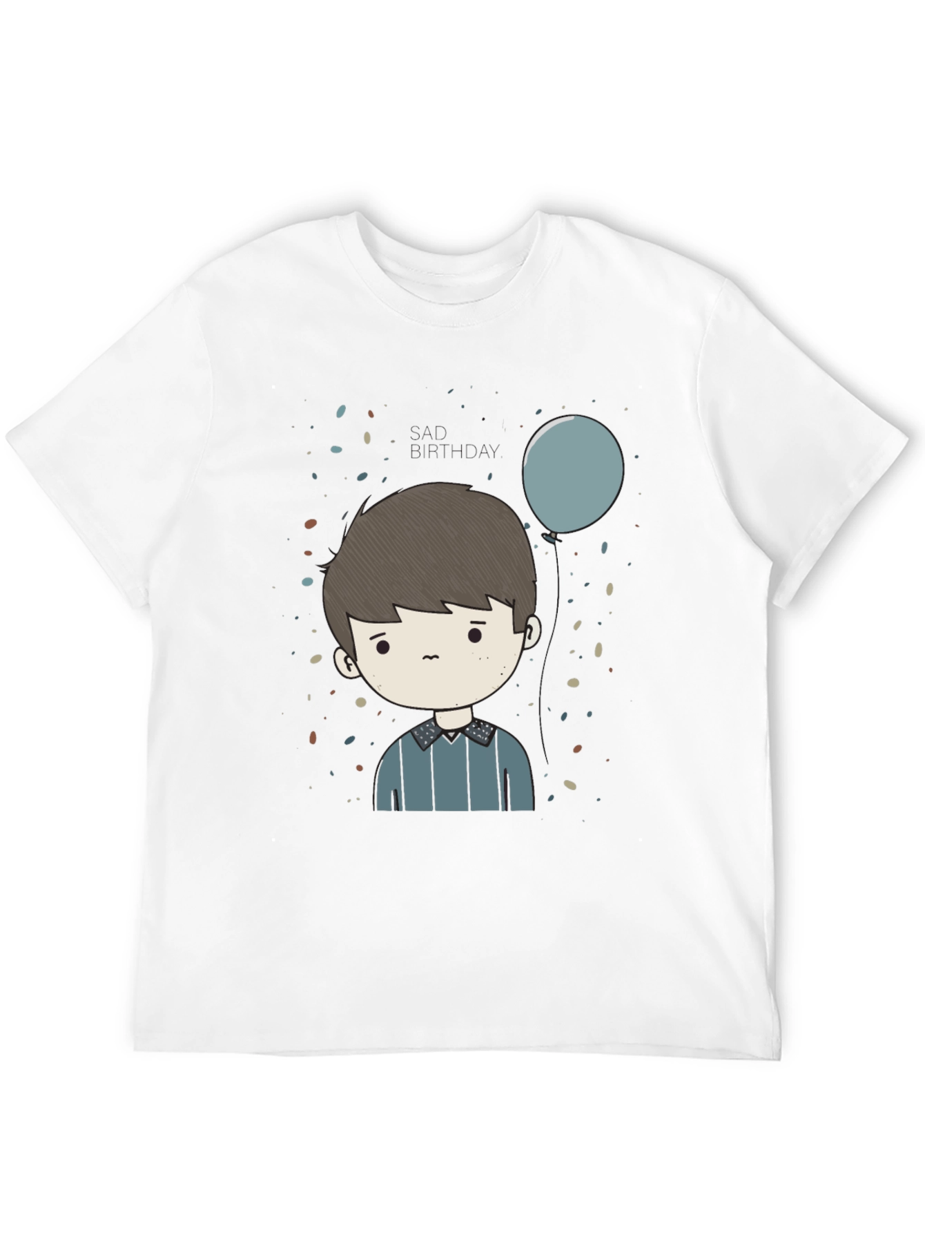 Cartoon Boy Print Black T-Shirt