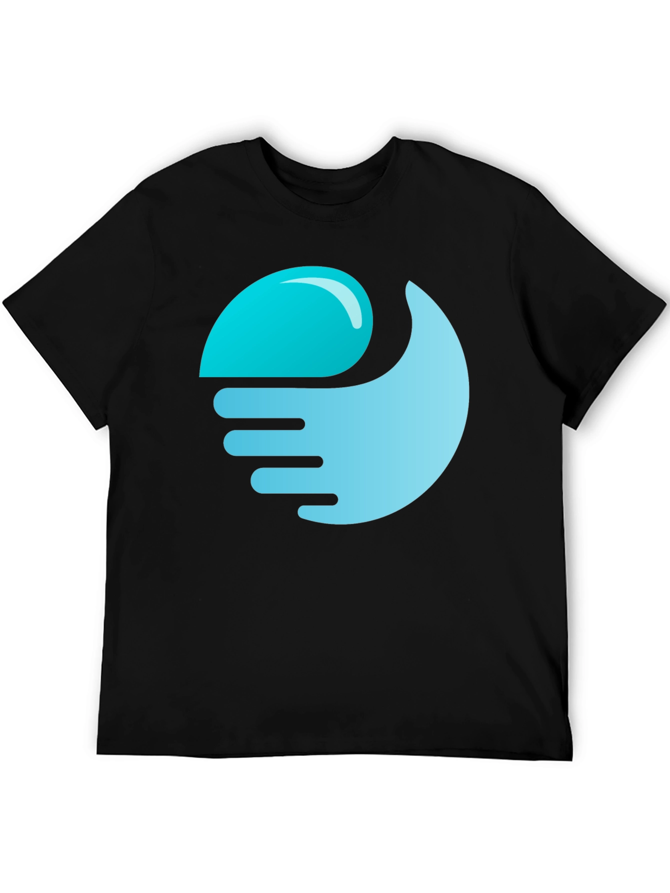 Black T-Shirt with Abstract Wave Graphic