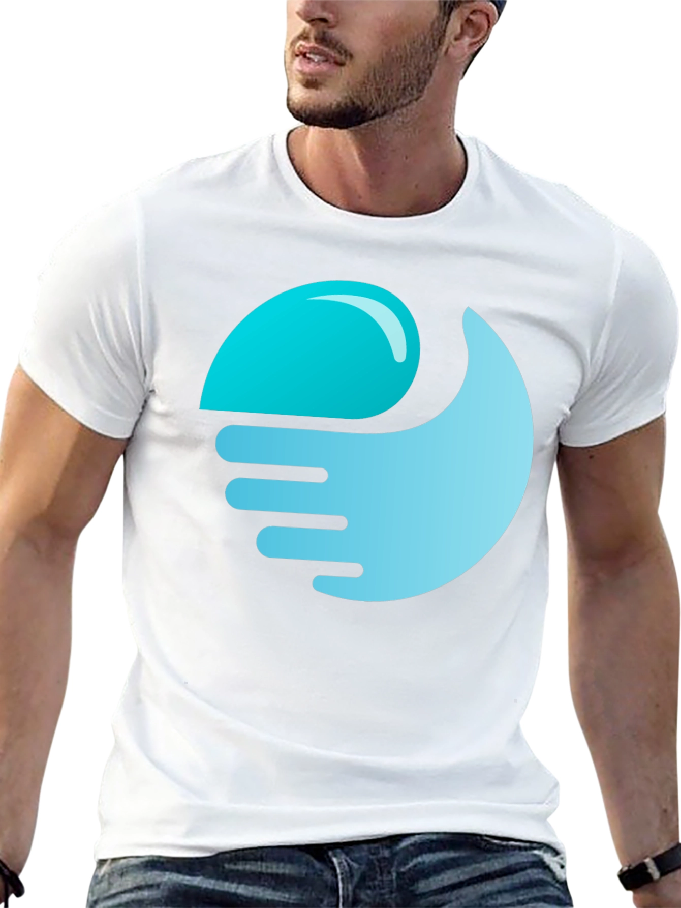 Black T-Shirt with Abstract Wave Graphic