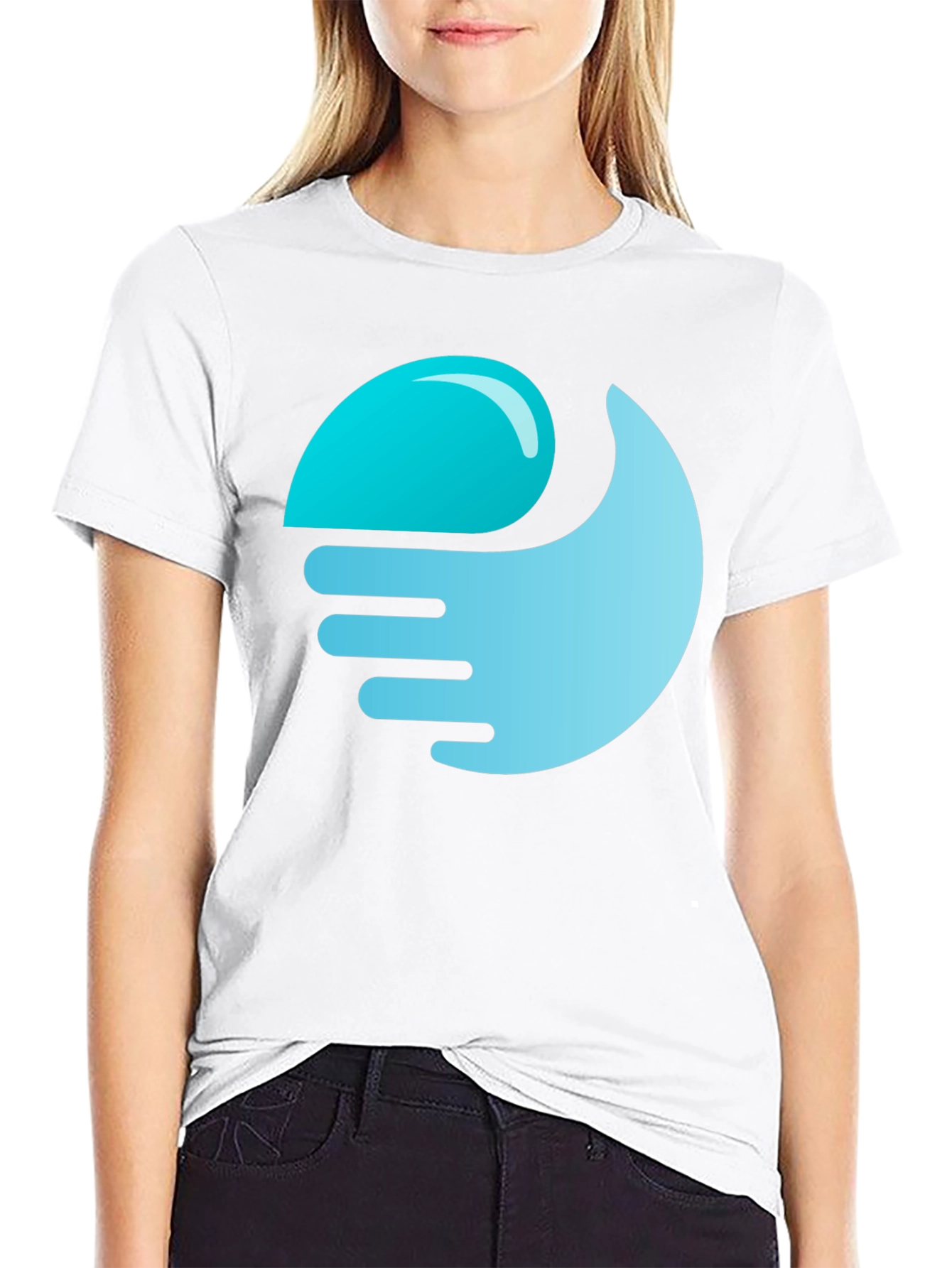 Black T-Shirt with Abstract Wave Graphic