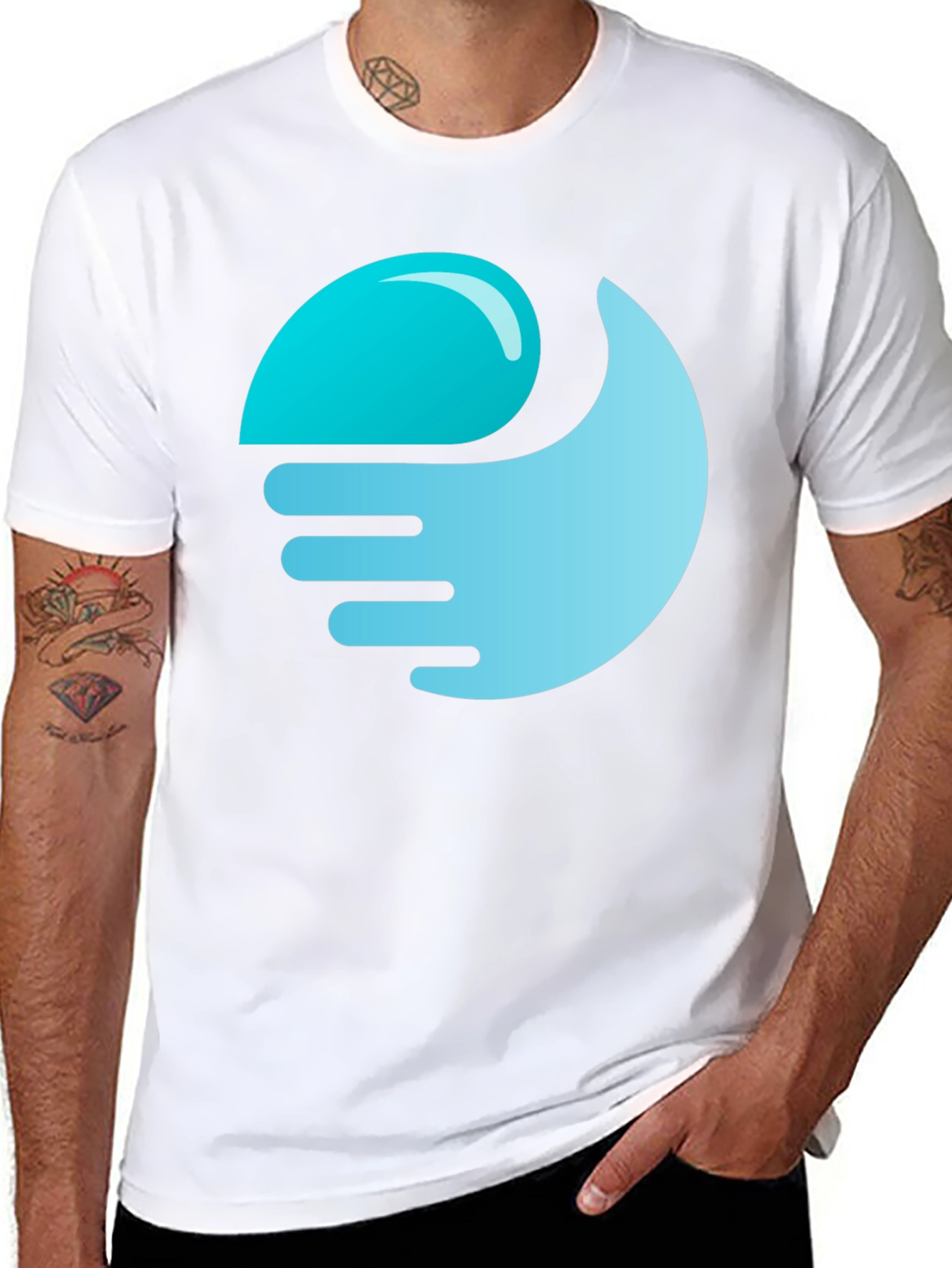 Black T-Shirt with Abstract Wave Graphic
