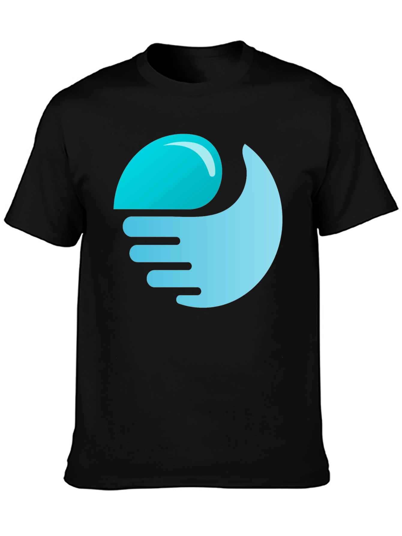 Black T-Shirt with Abstract Wave Graphic