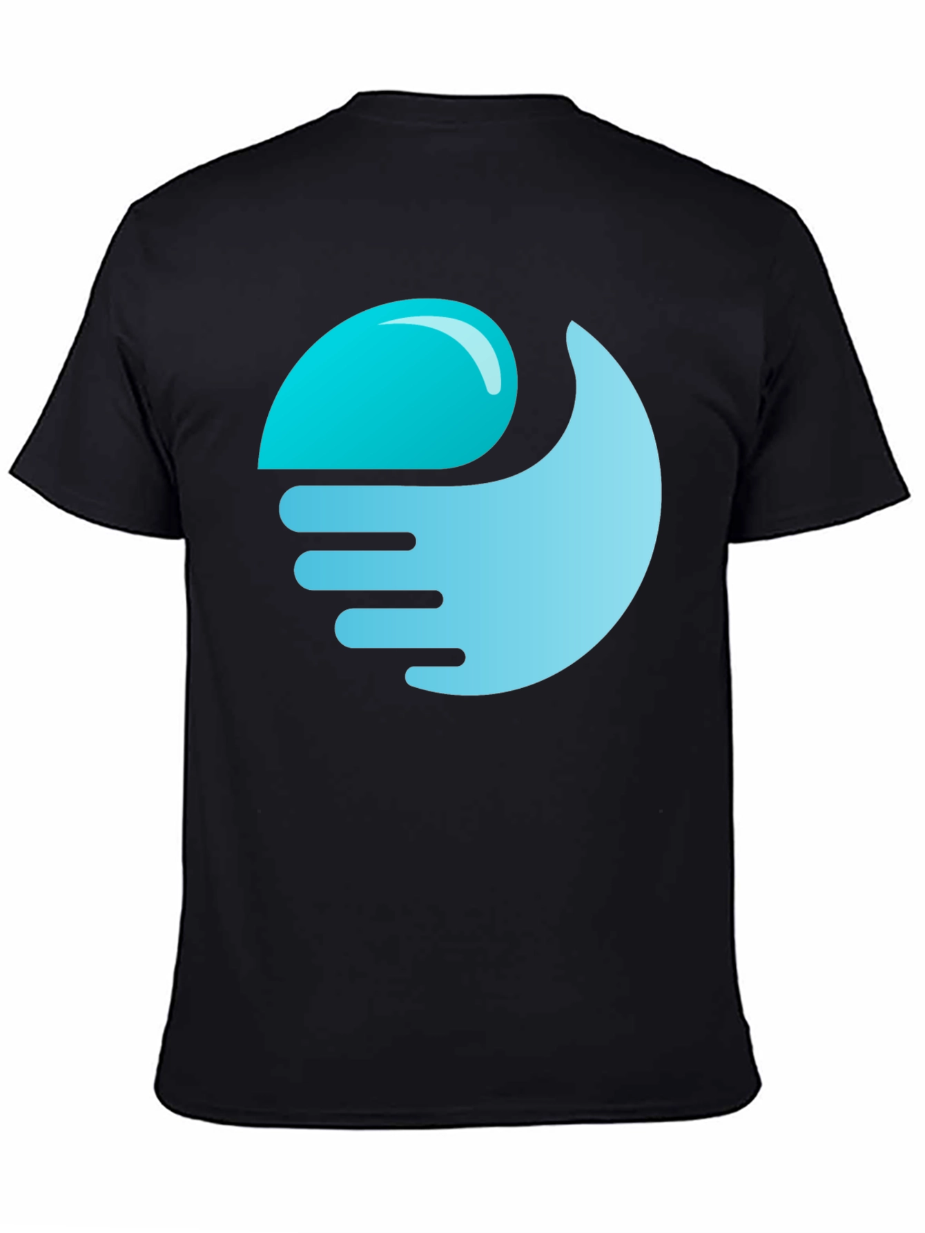 Black T-Shirt with Abstract Wave Graphic