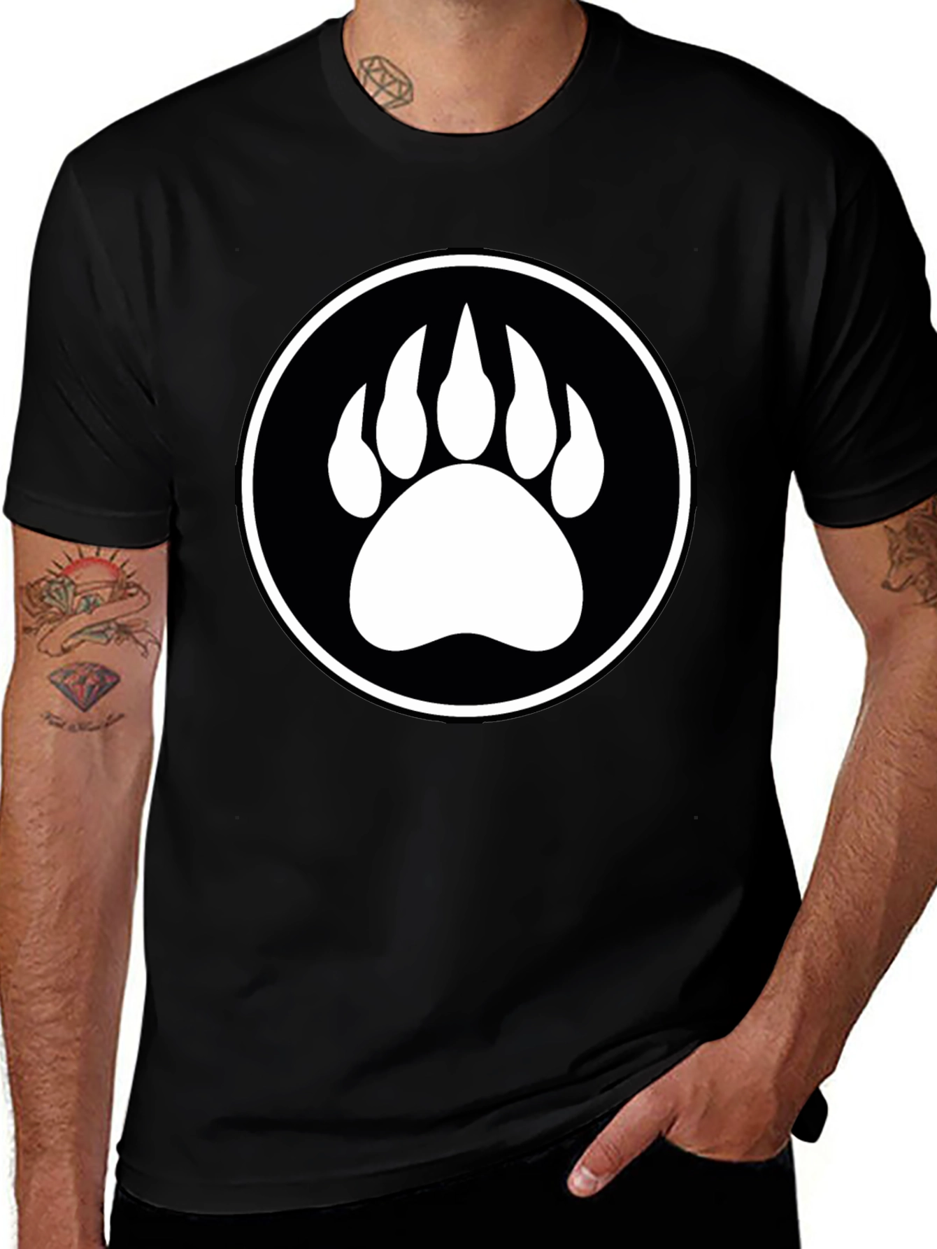 Bear Paw Graphic Tee - Mens Black T-Shirt