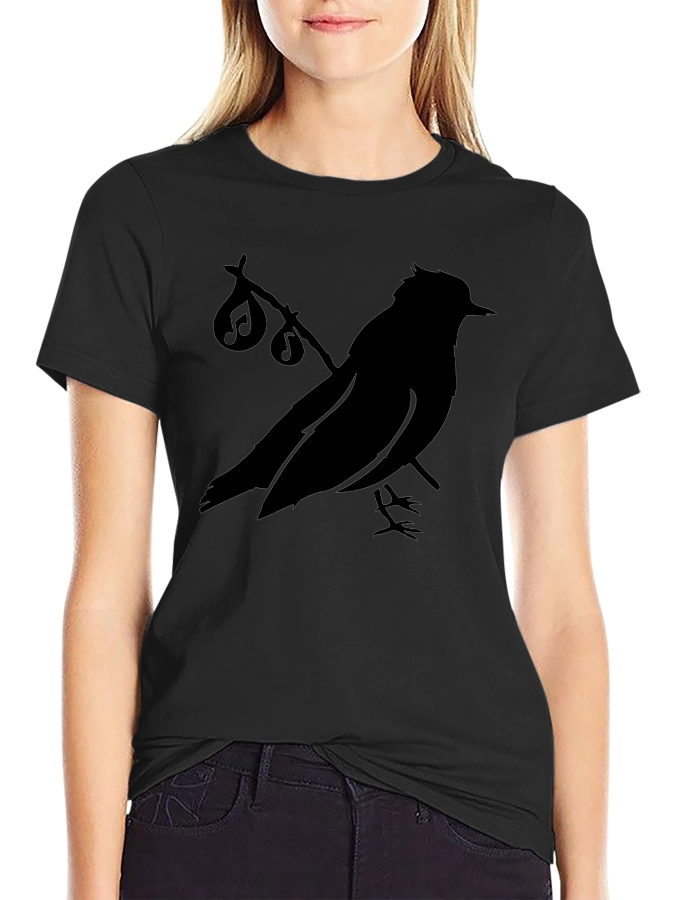 Musical Bird Black Graphic Tee