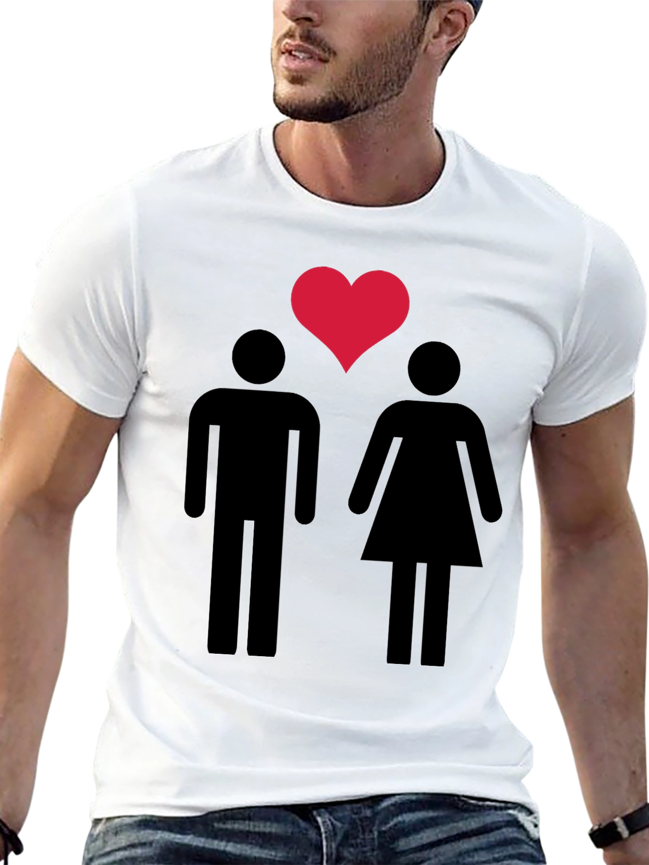 Couples Heart Graphic Tee - Unisex Black T-Shirt