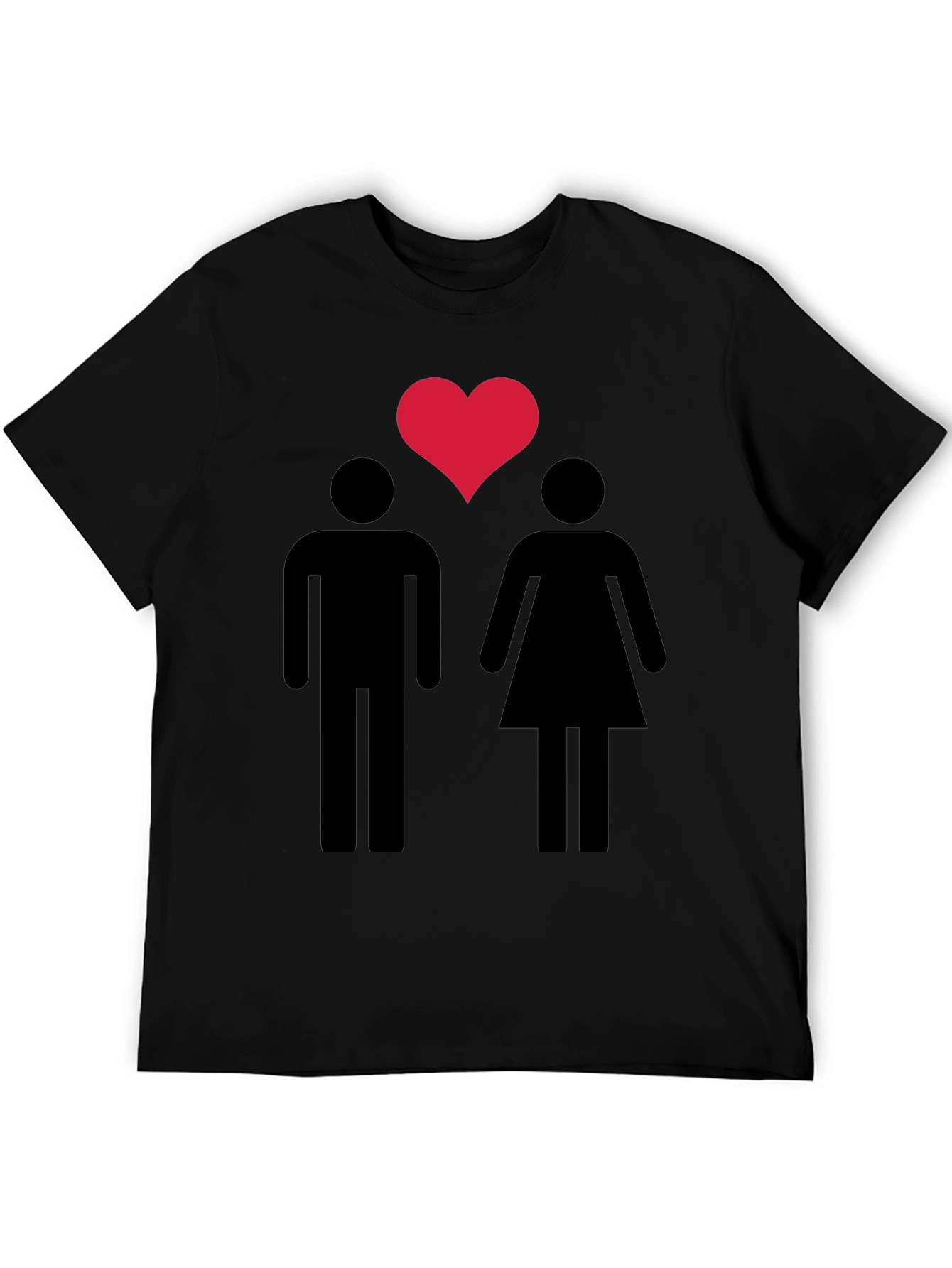 Couples Heart Graphic Tee - Unisex Black T-Shirt