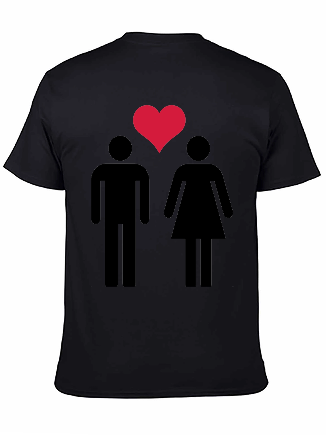 Couples Heart Graphic Tee - Unisex Black T-Shirt