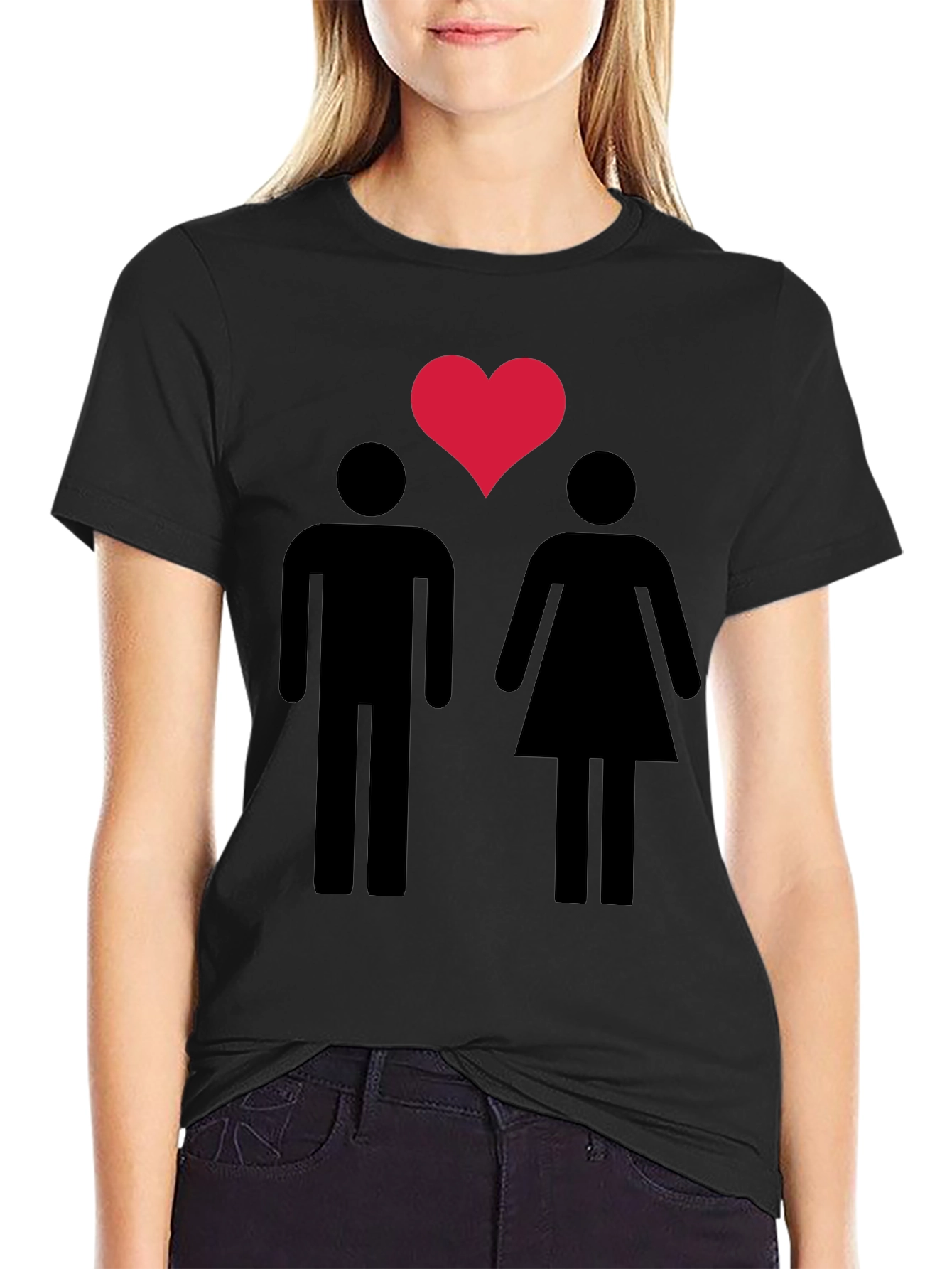 Couples Heart Graphic Tee - Unisex Black T-Shirt