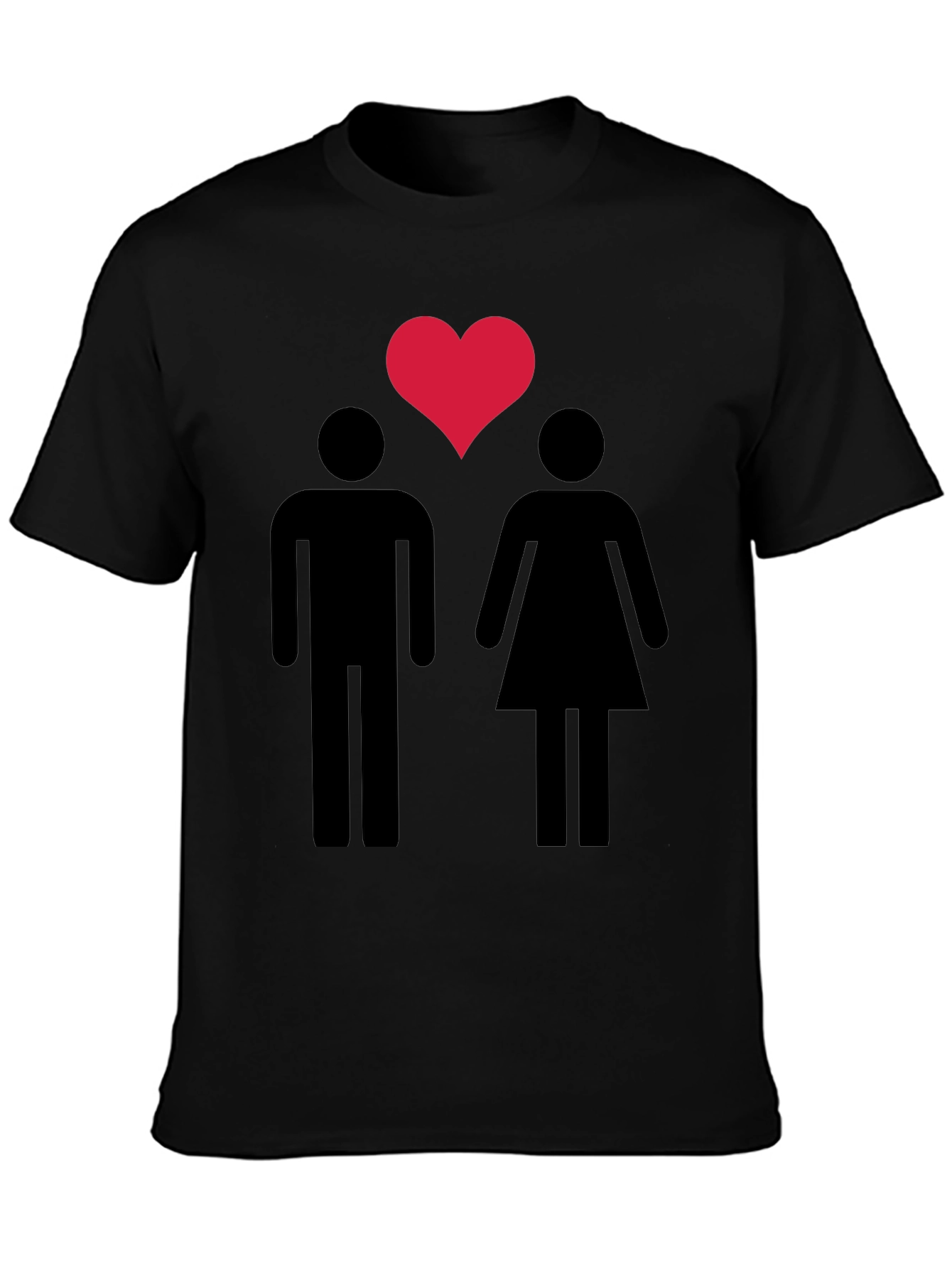 Couples Heart Graphic Tee - Unisex Black T-Shirt