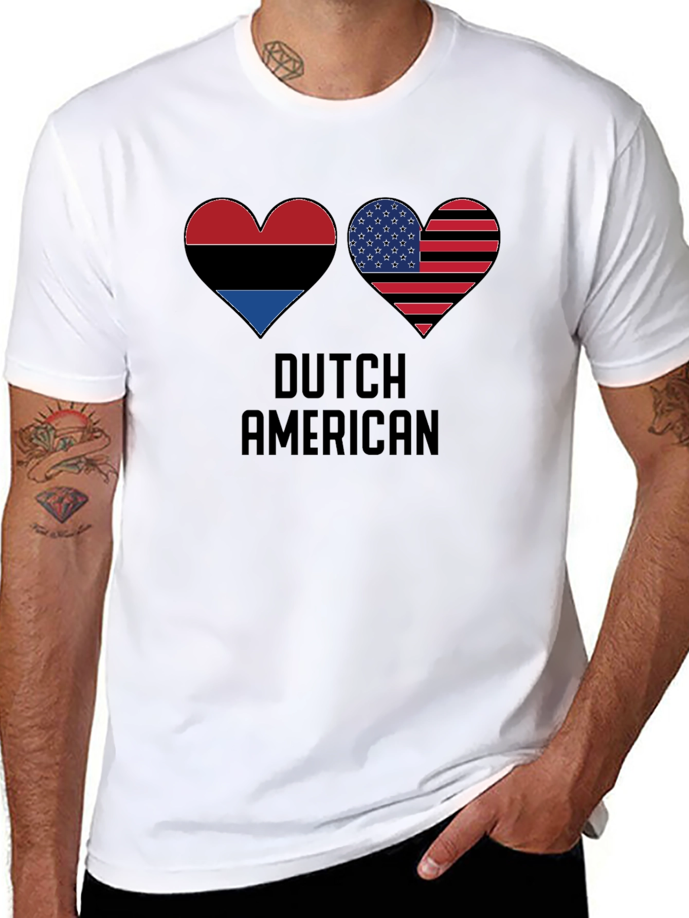 Dutch American Flag Heart T-Shirt