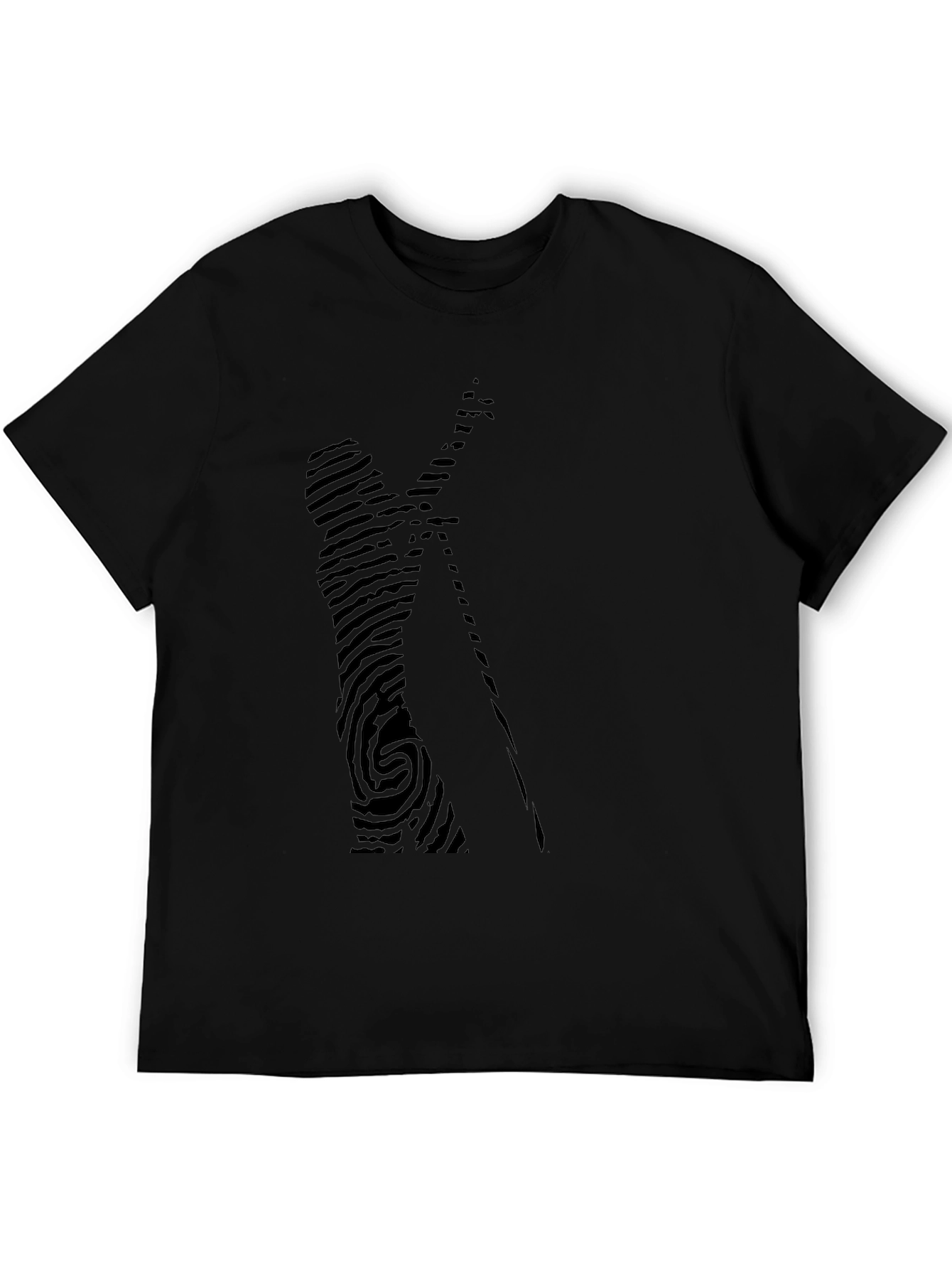 Unique Fingerprint Design Black T-Shirt