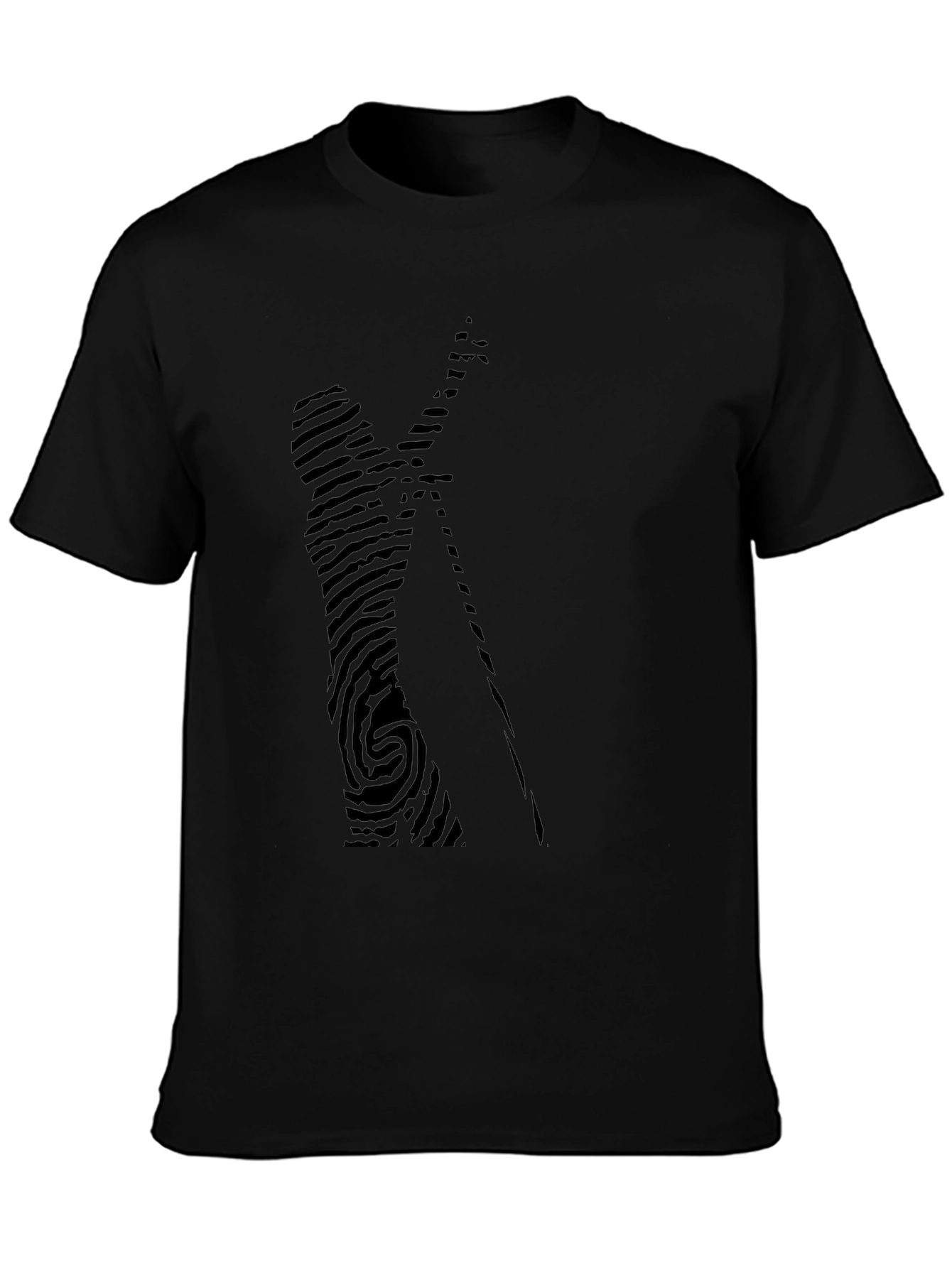 Unique Fingerprint Design Black T-Shirt