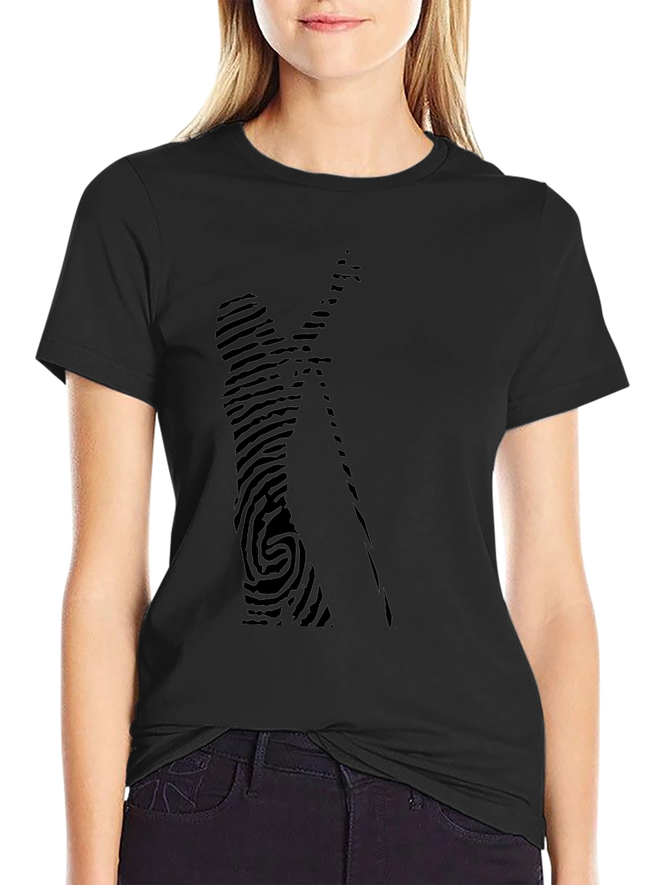 Unique Fingerprint Design Black T-Shirt