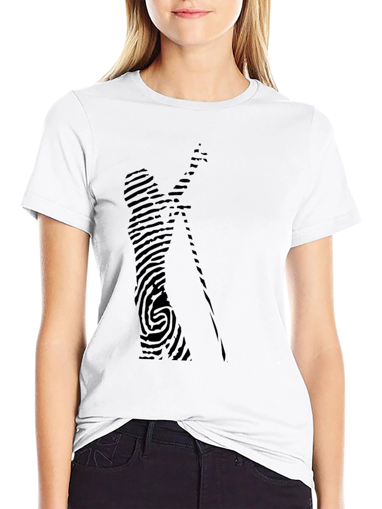 Unique Fingerprint Design Black T-Shirt