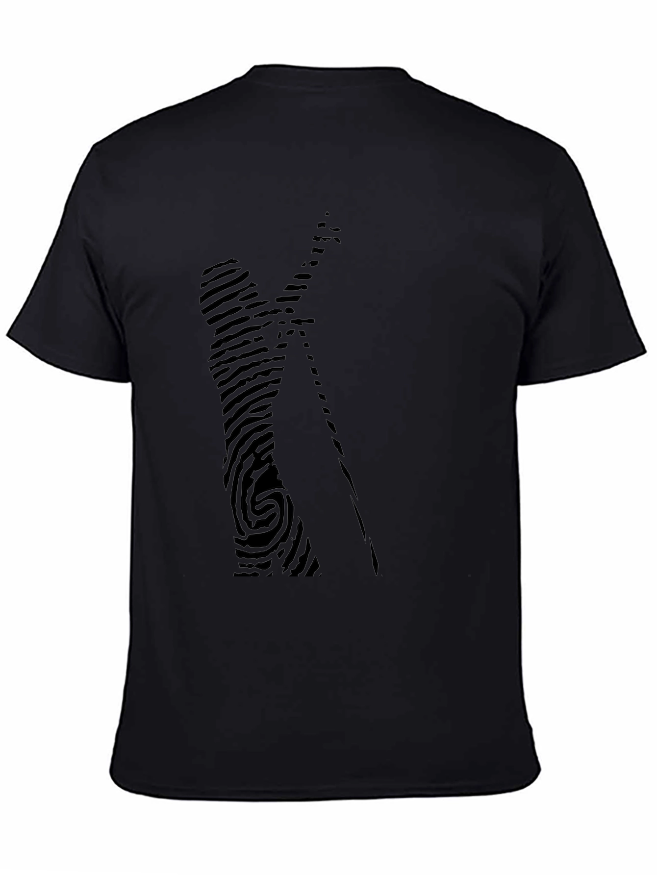 Unique Fingerprint Design Black T-Shirt