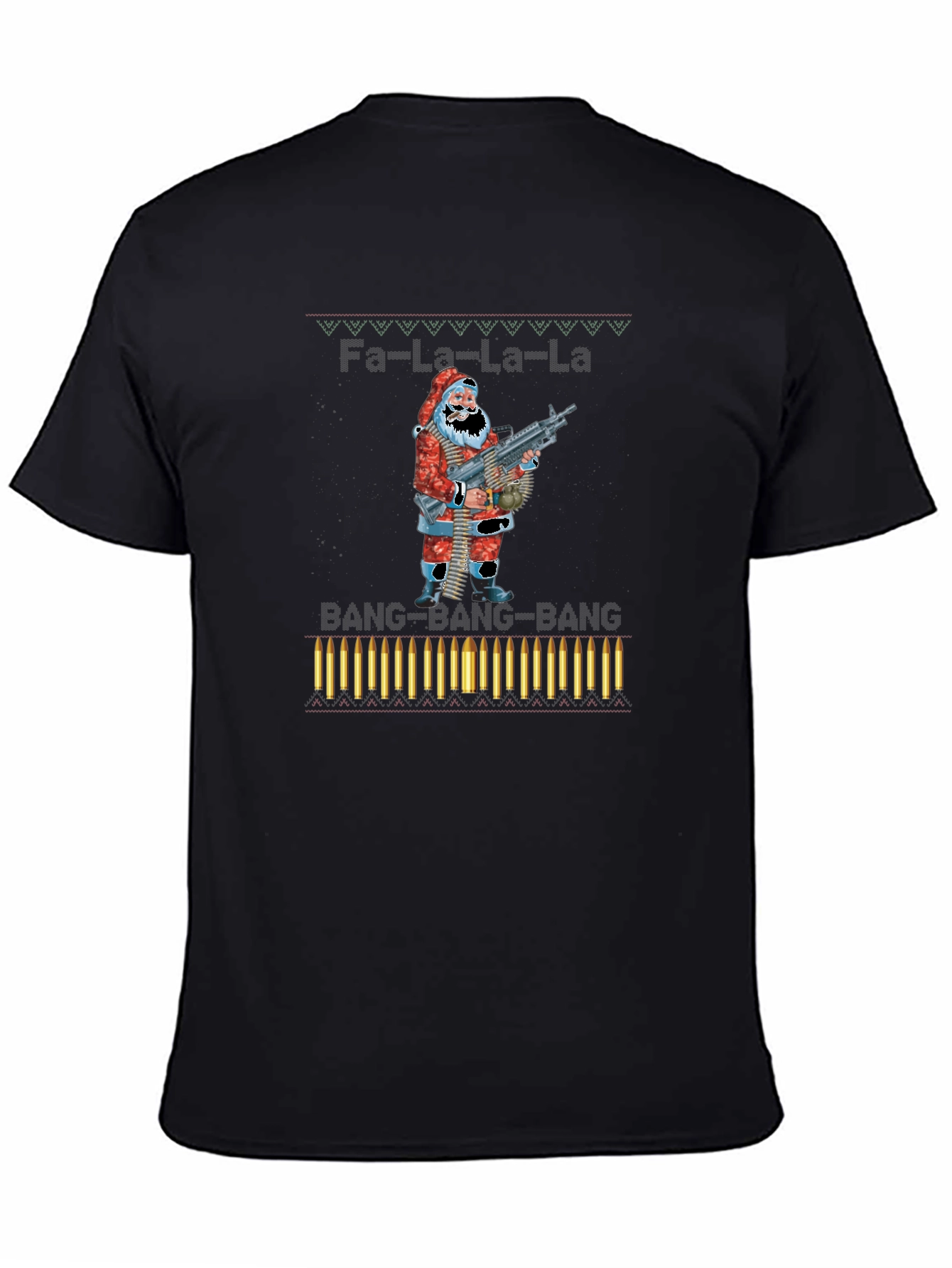 Fa-La-La-La Santa Machine Gun Christmas T-Shirt