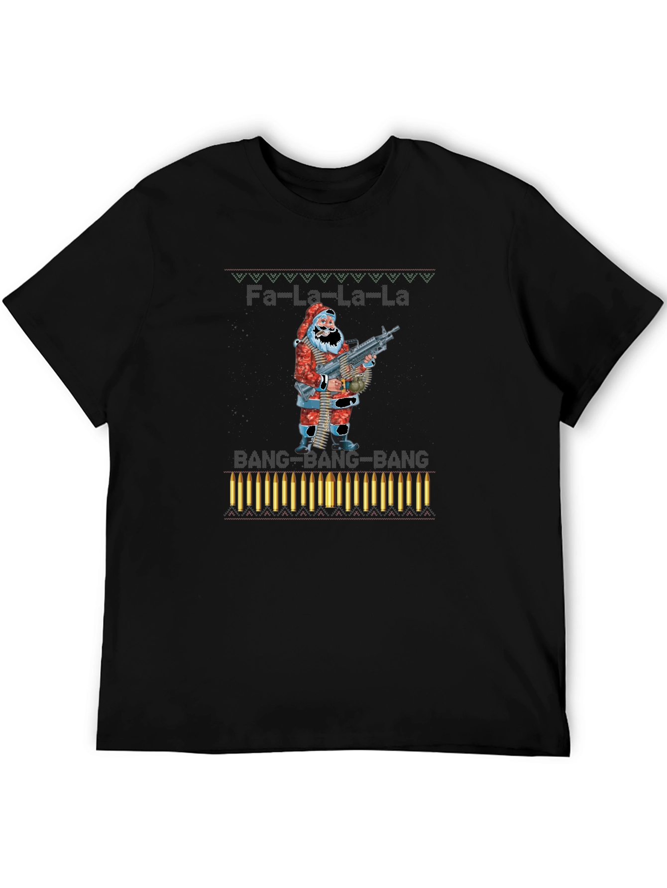 Fa-La-La-La Santa Machine Gun Christmas T-Shirt