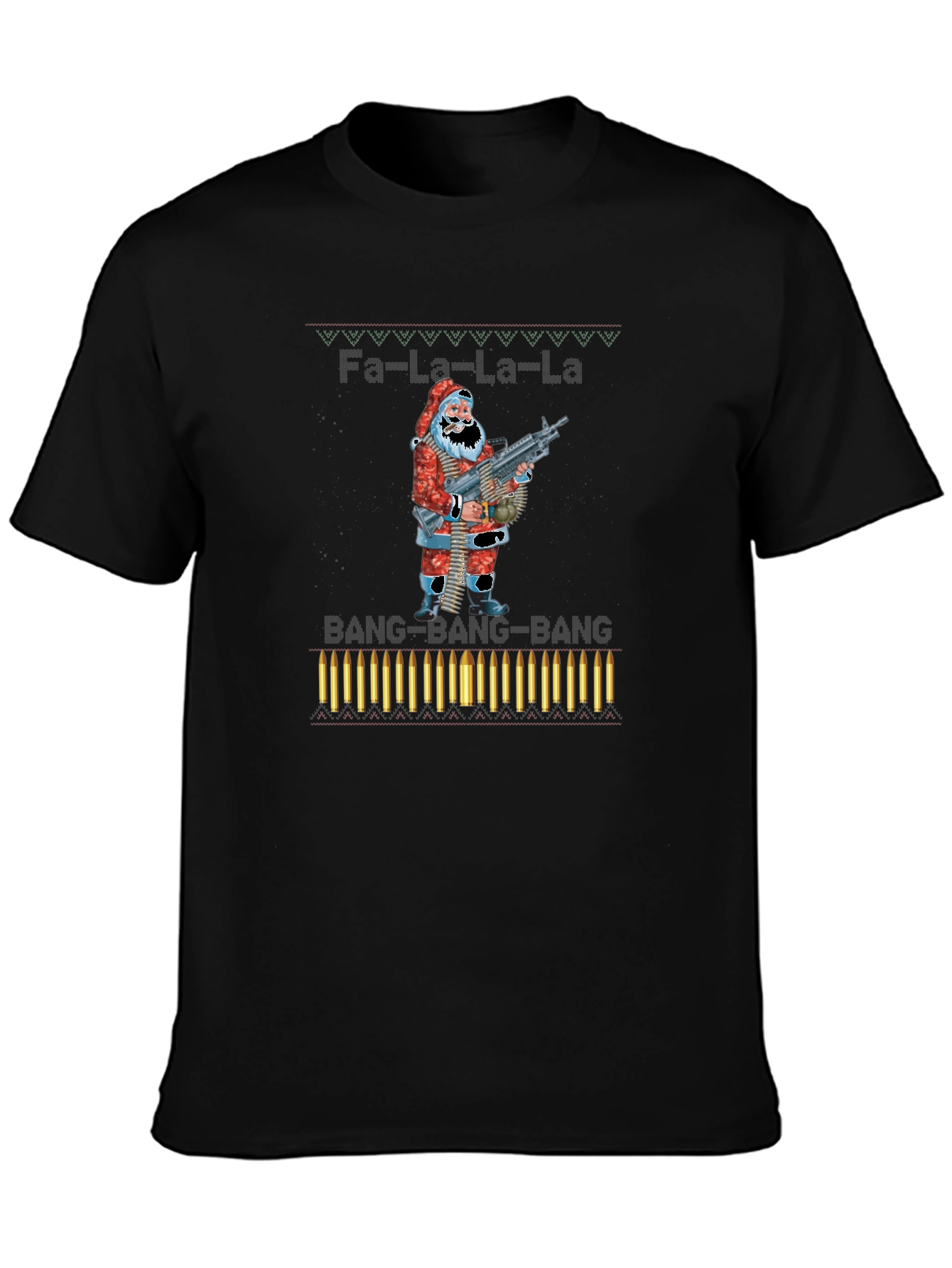 Fa-La-La-La Santa Machine Gun Christmas T-Shirt