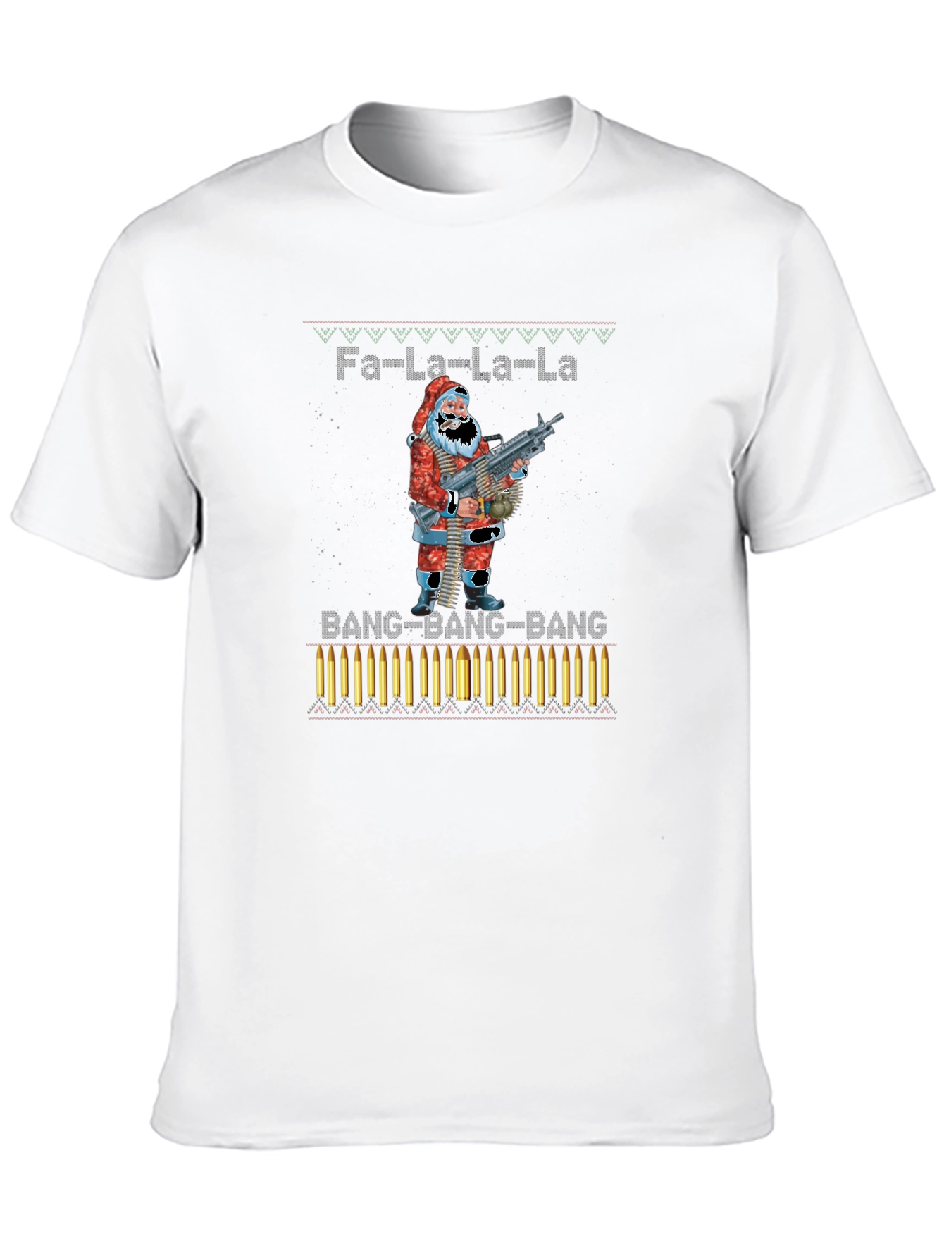 Fa-La-La-La Santa Machine Gun Christmas T-Shirt