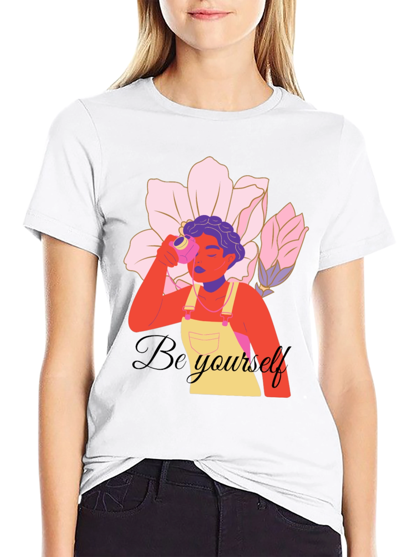 Be Yourself Graphic Print Black T-Shirt
