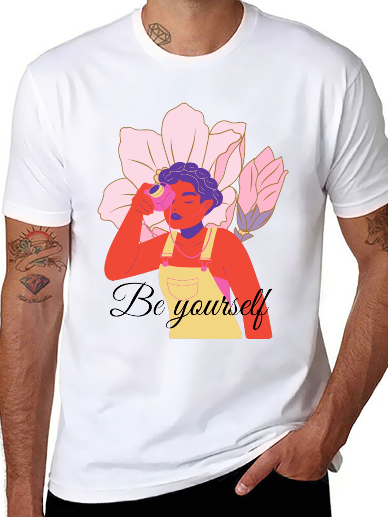 Be Yourself Graphic Print Black T-Shirt