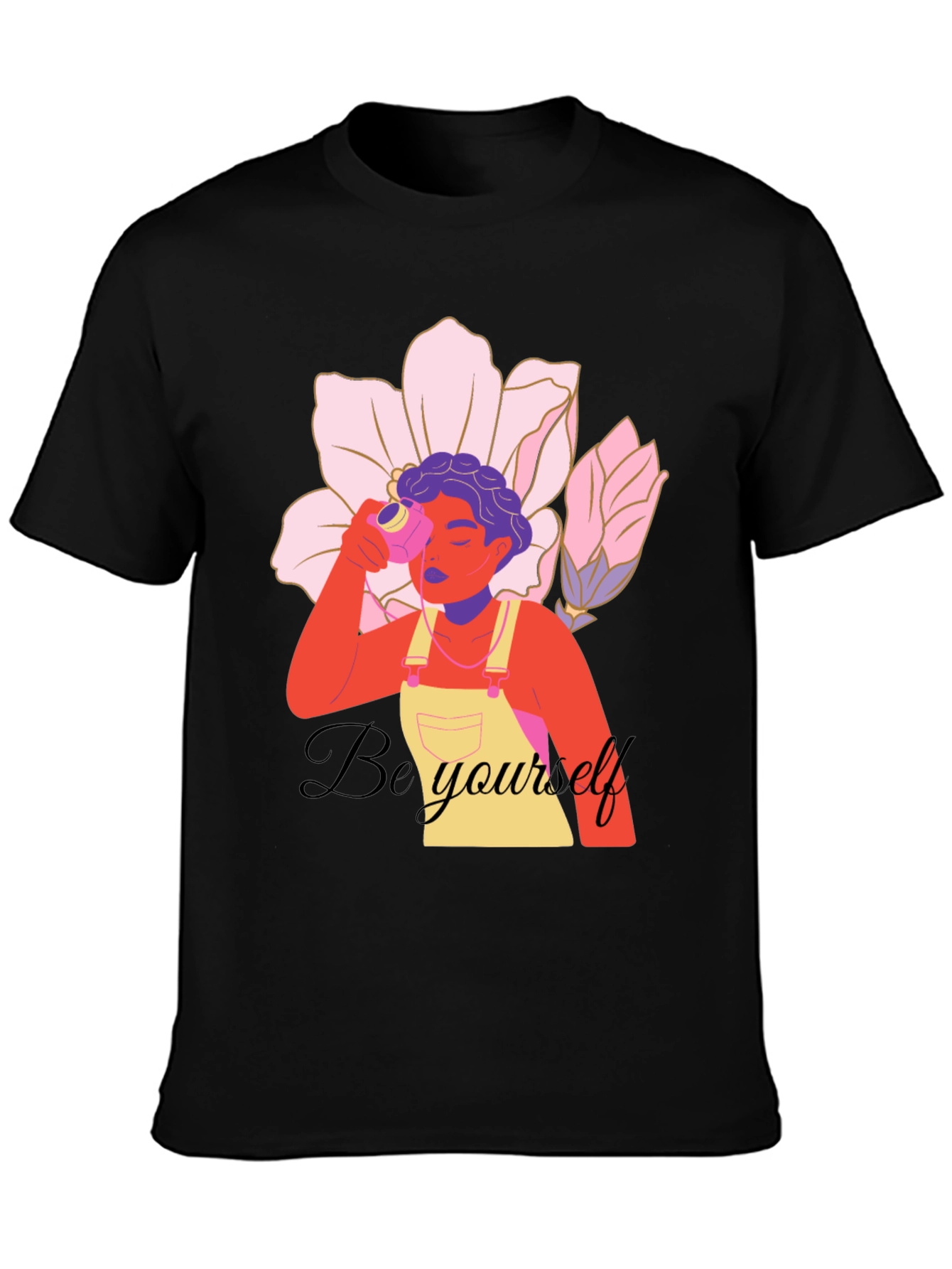 Be Yourself Graphic Print Black T-Shirt