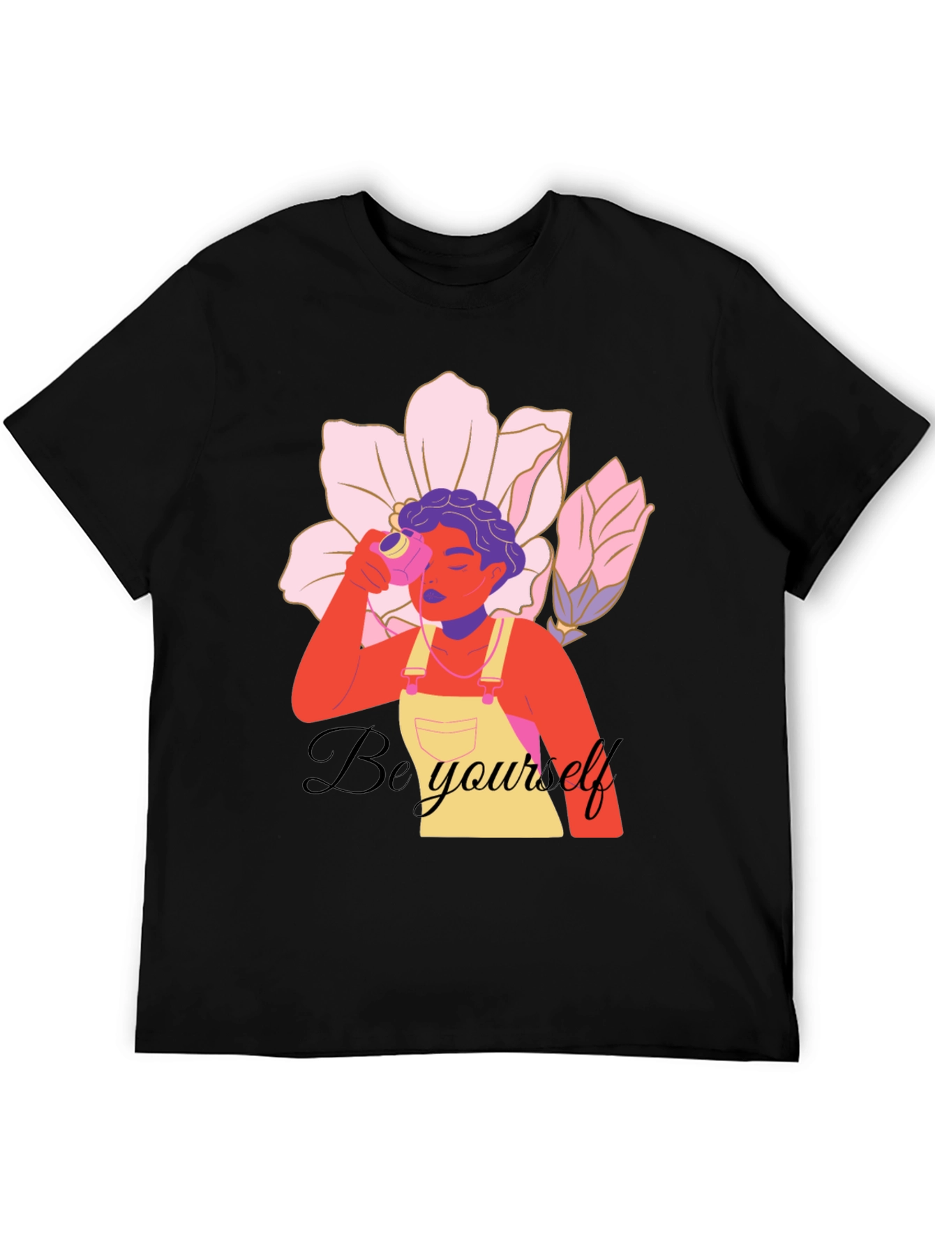Be Yourself Graphic Print Black T-Shirt