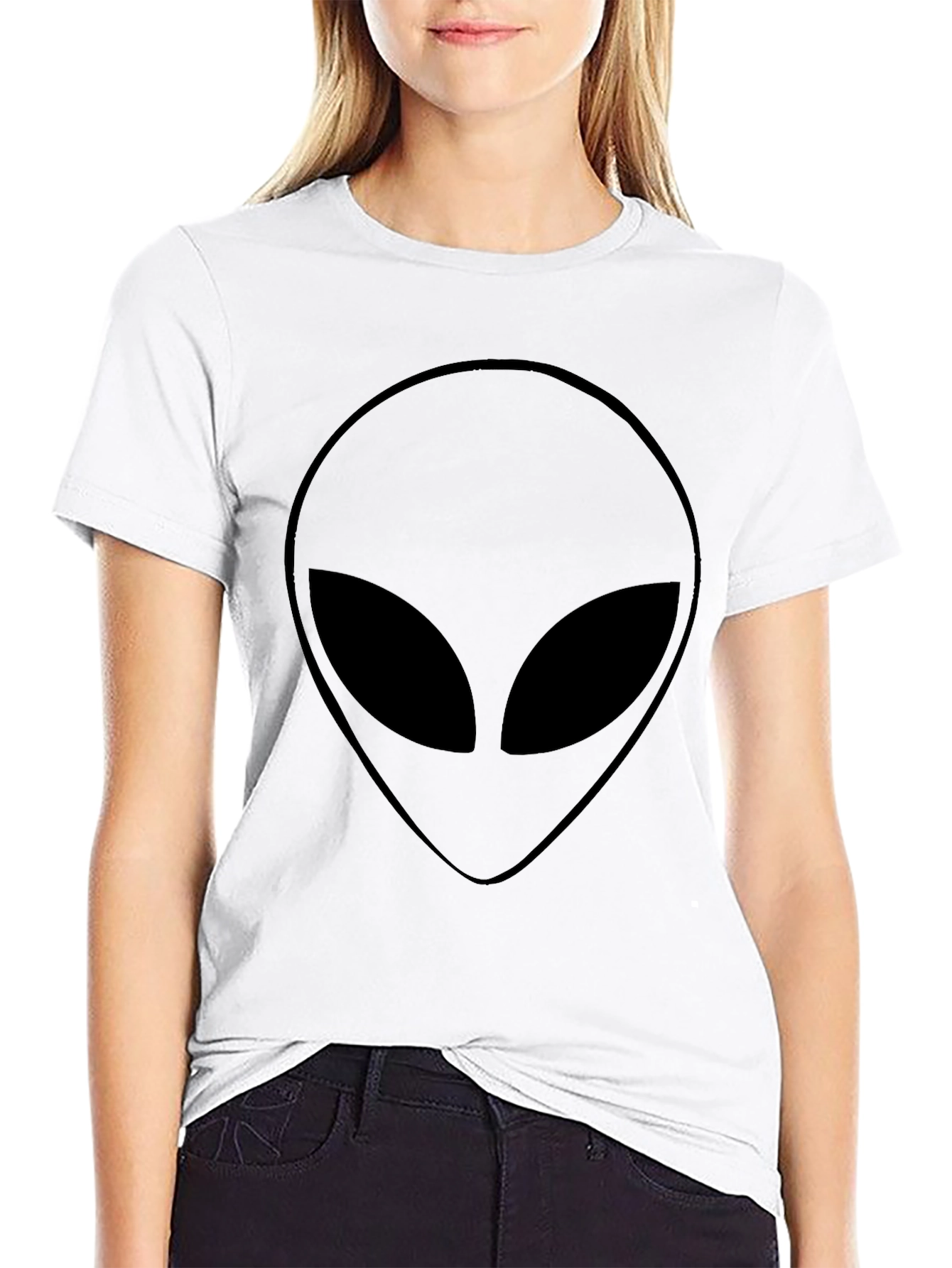 Alien Face Graphic Tee - Black