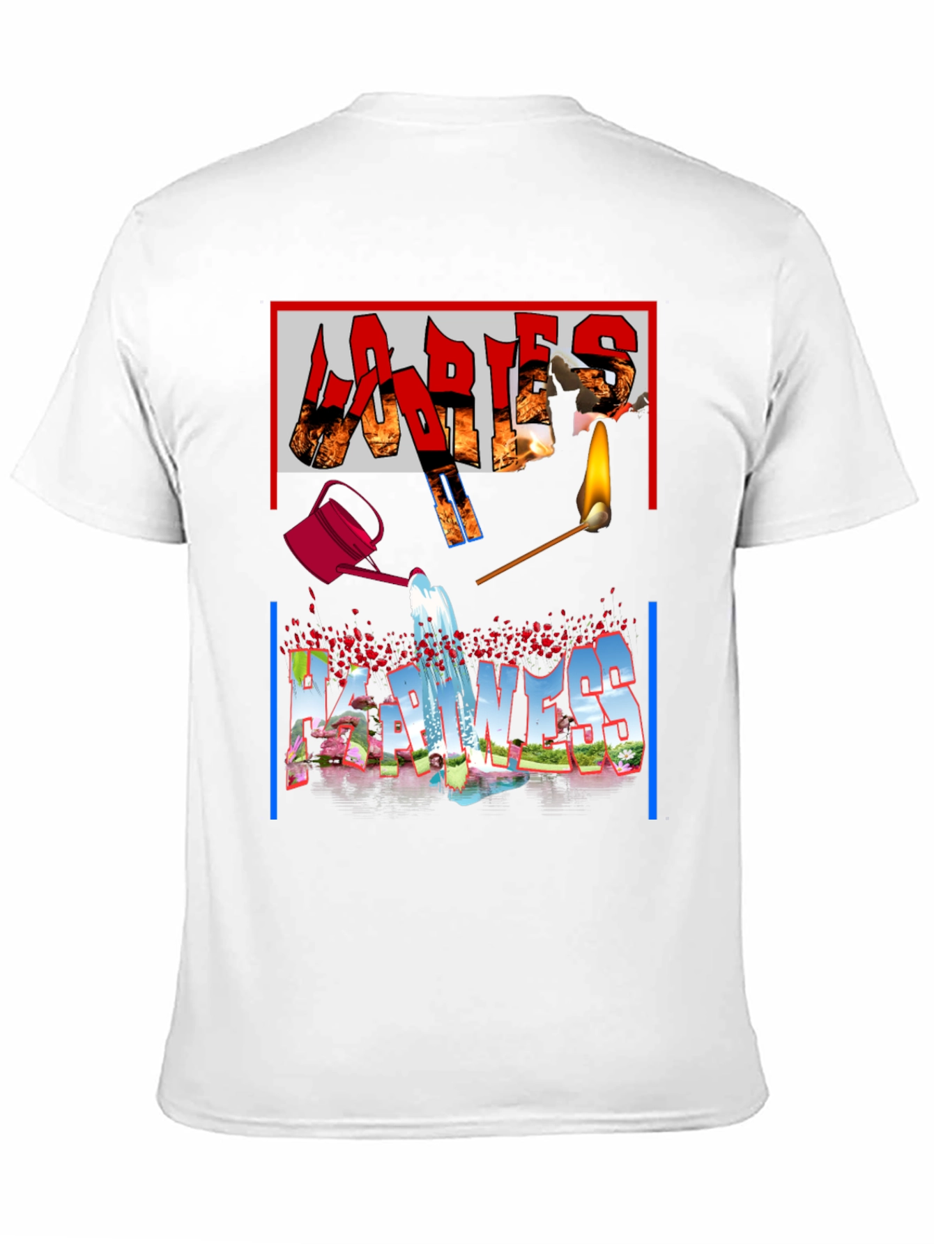 Ladies Happiness Graphic Black T-Shirt
