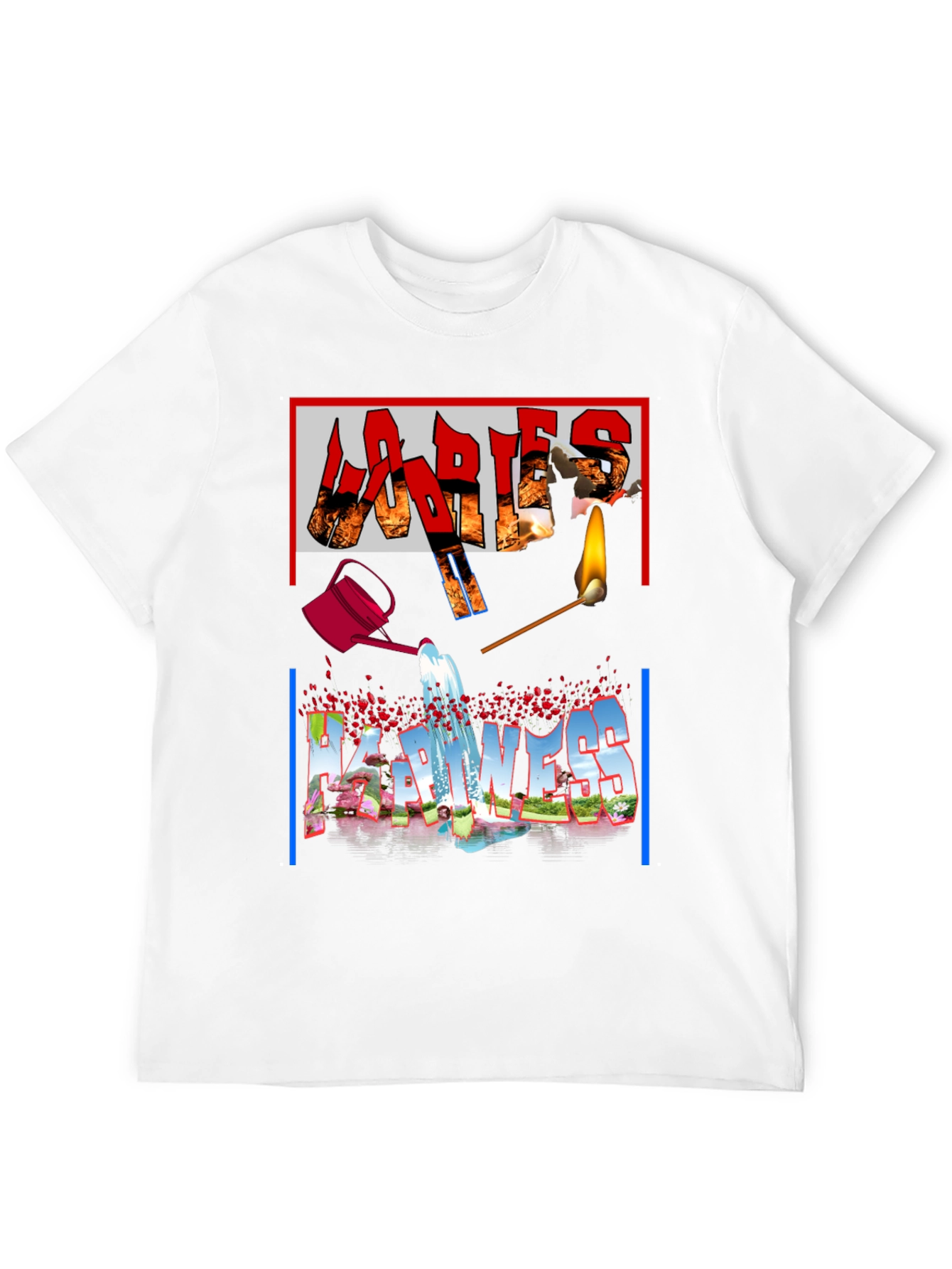 Ladies Happiness Graphic Black T-Shirt