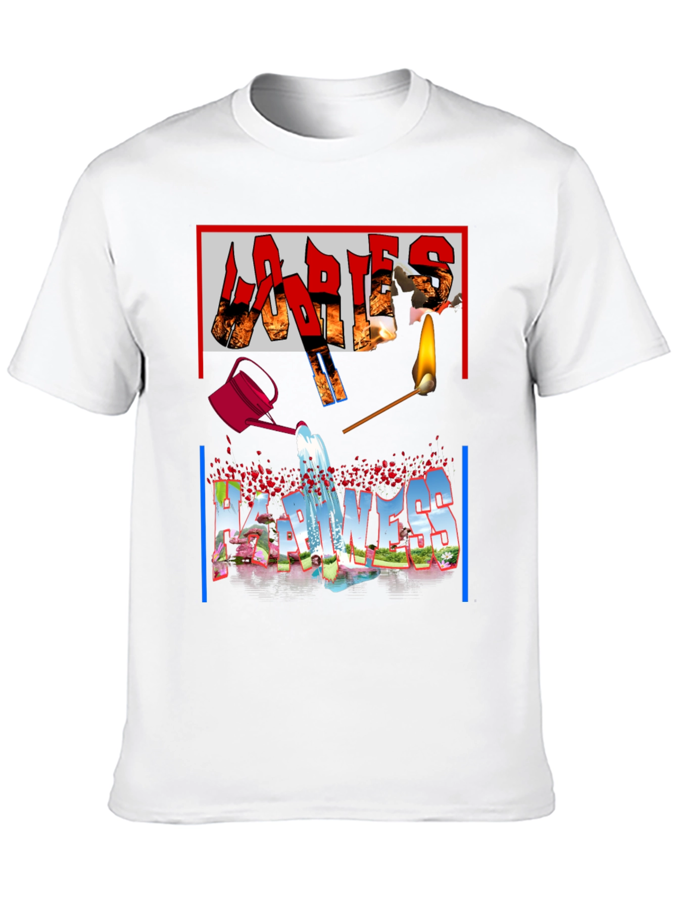 Ladies Happiness Graphic Black T-Shirt