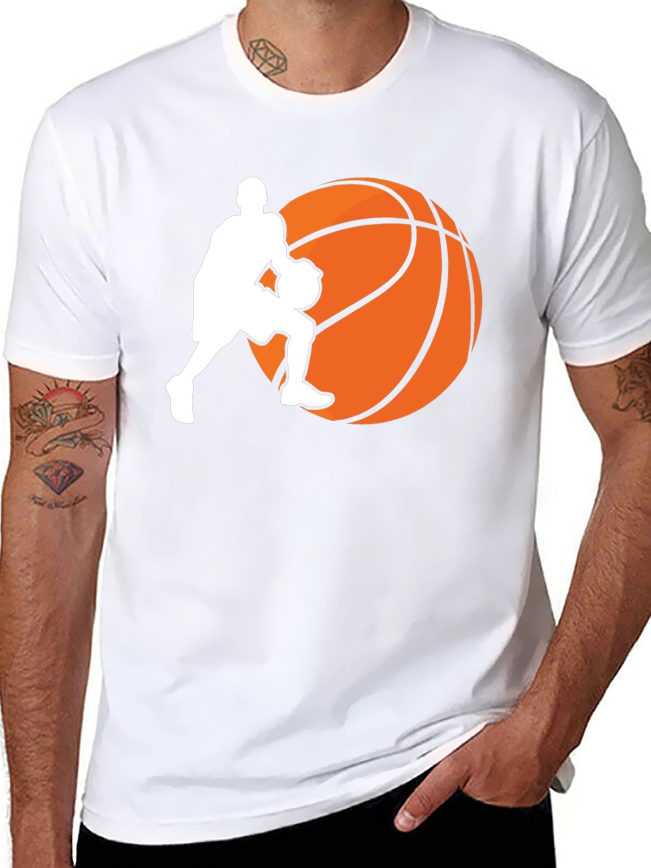 Basketball Player Graphic Tee - Black Cotton T-Shirt