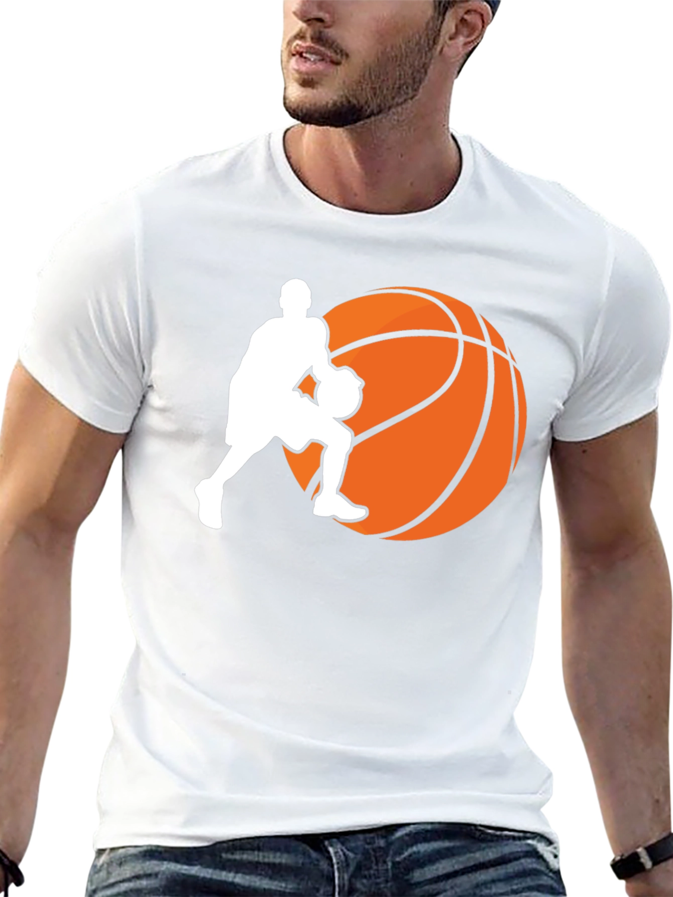 Basketball Player Graphic Tee - Black Cotton T-Shirt