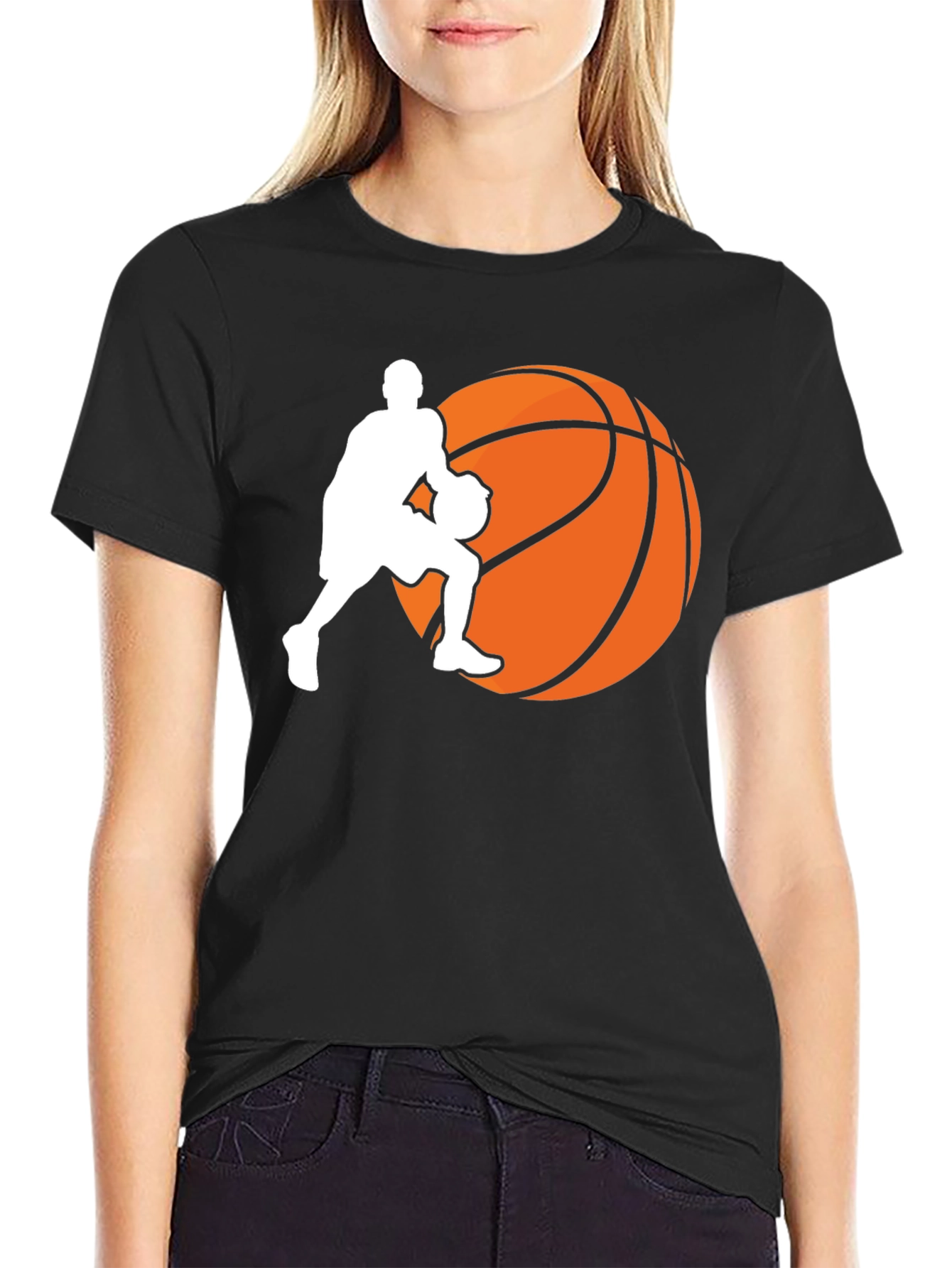 Basketball Player Graphic Tee - Black Cotton T-Shirt
