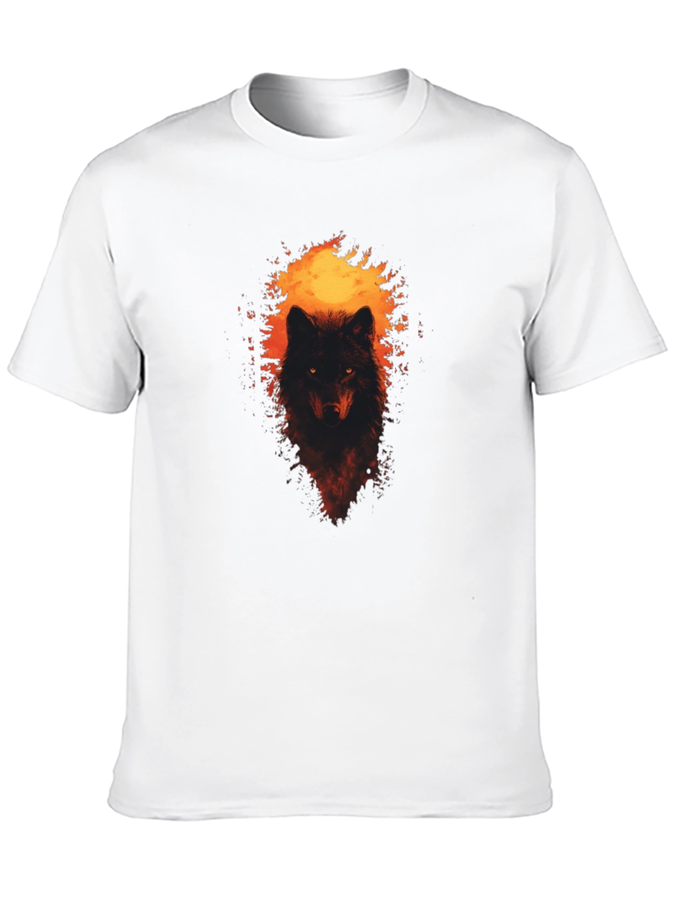 Mens Wolf Graphic Print Black T-Shirt
