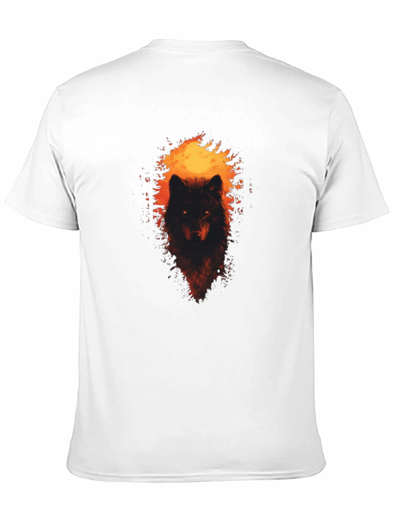 Mens Wolf Graphic Print Black T-Shirt