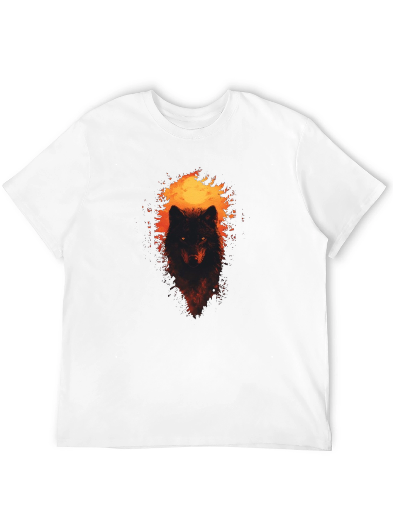 Mens Wolf Graphic Print Black T-Shirt