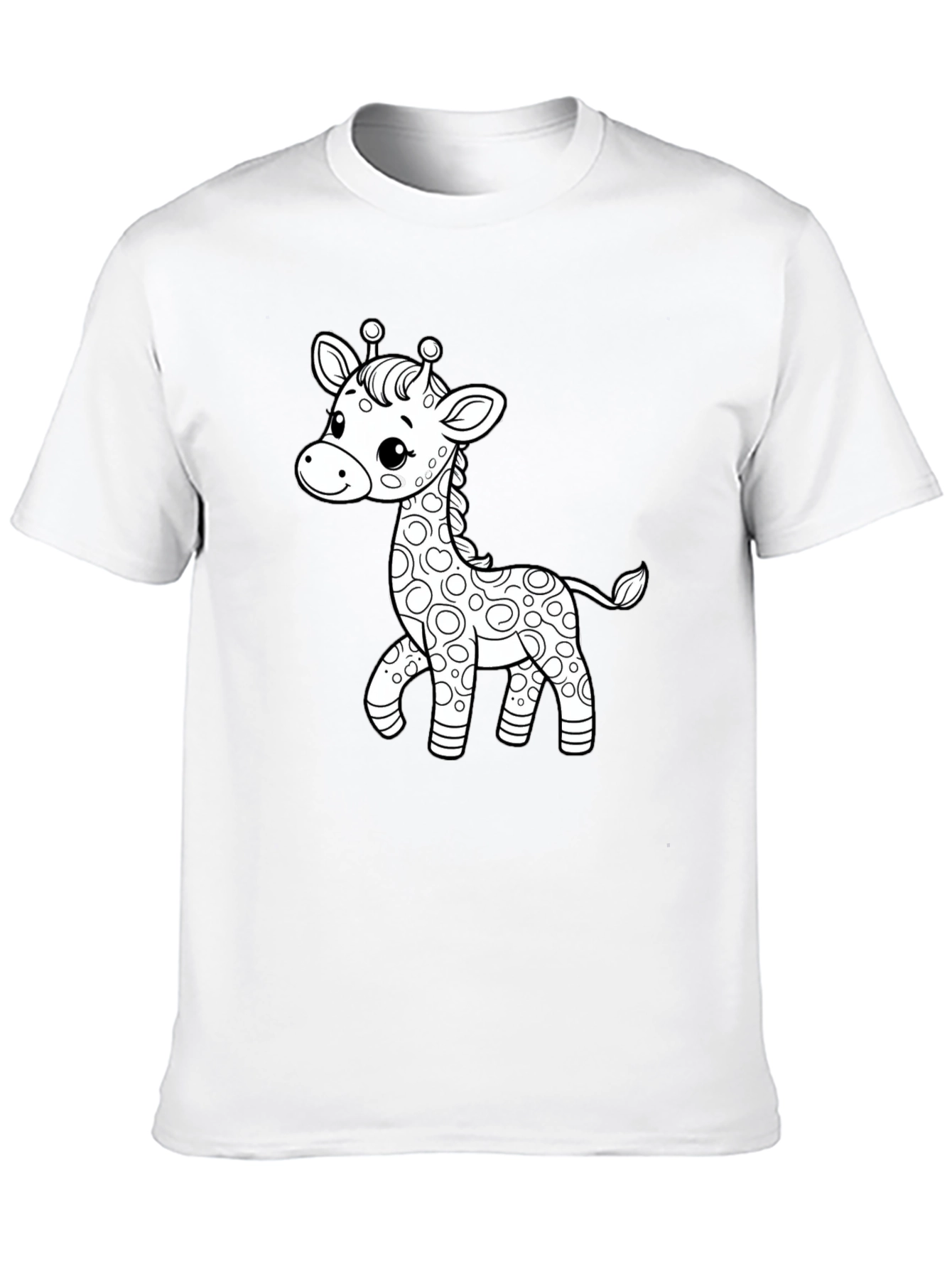 Cute Giraffe Graphic Print Black T-Shirt