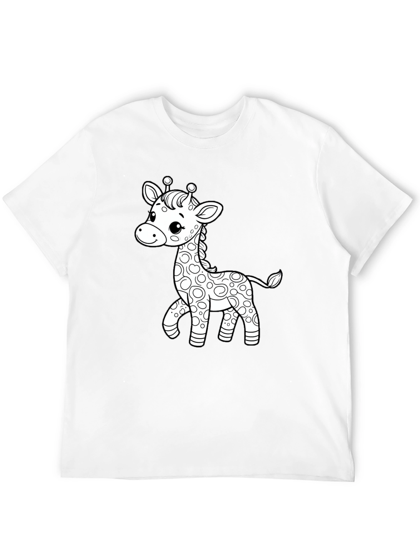 Cute Giraffe Graphic Print Black T-Shirt